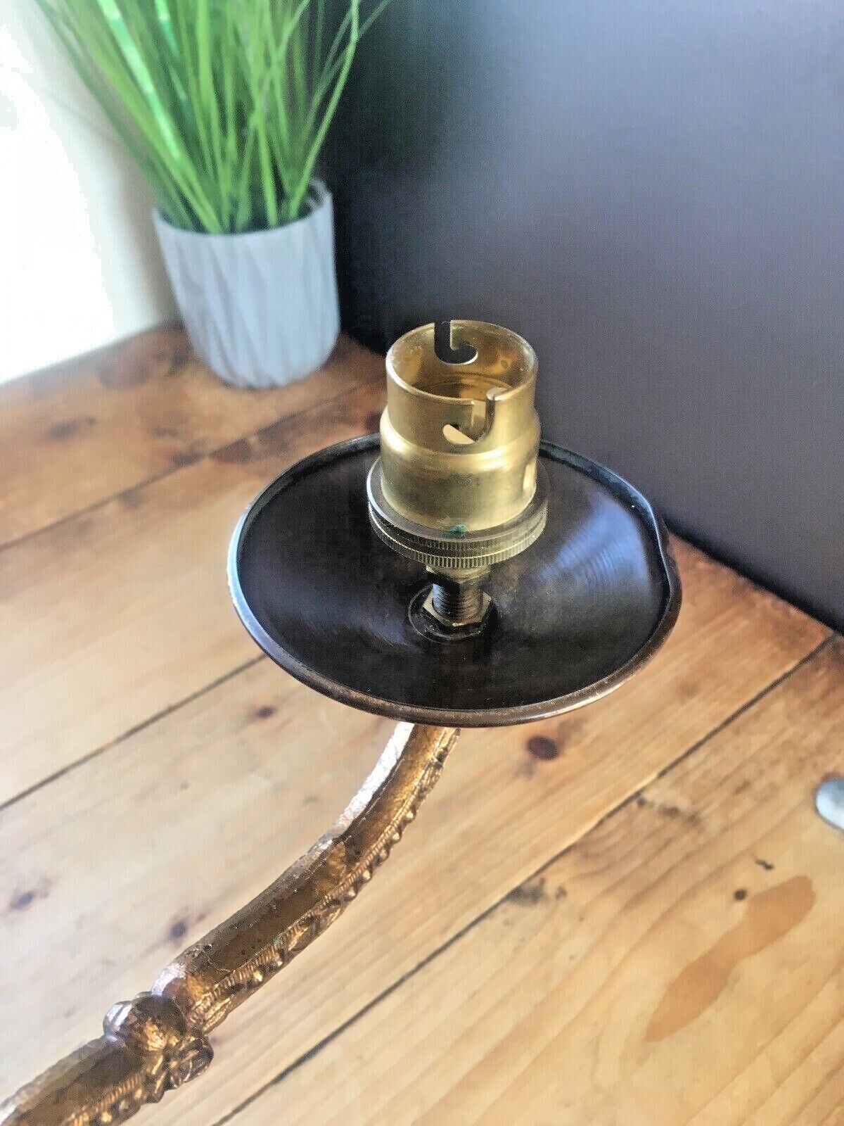 photo furniture 1950's French Regency Gilt Metal Toleware 3 Arm Chandelier Sconce Ceiling Light