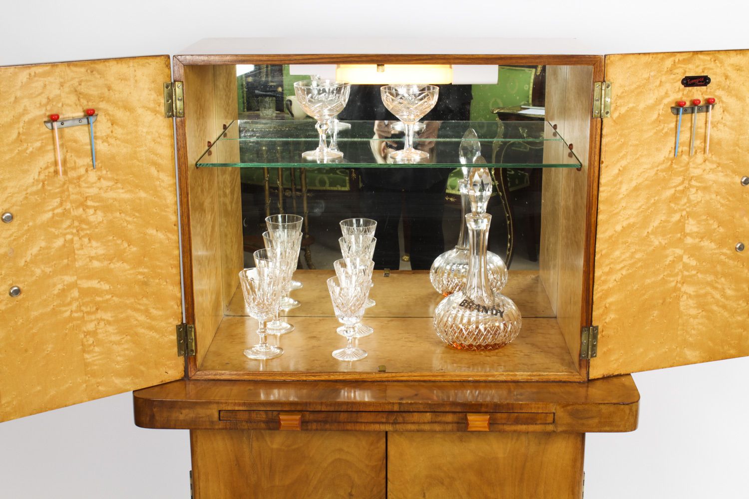 Art Deco Epstein Manner Burr Walnut Cocktail Cabinet Dry Bar C.1920 photo Furniture