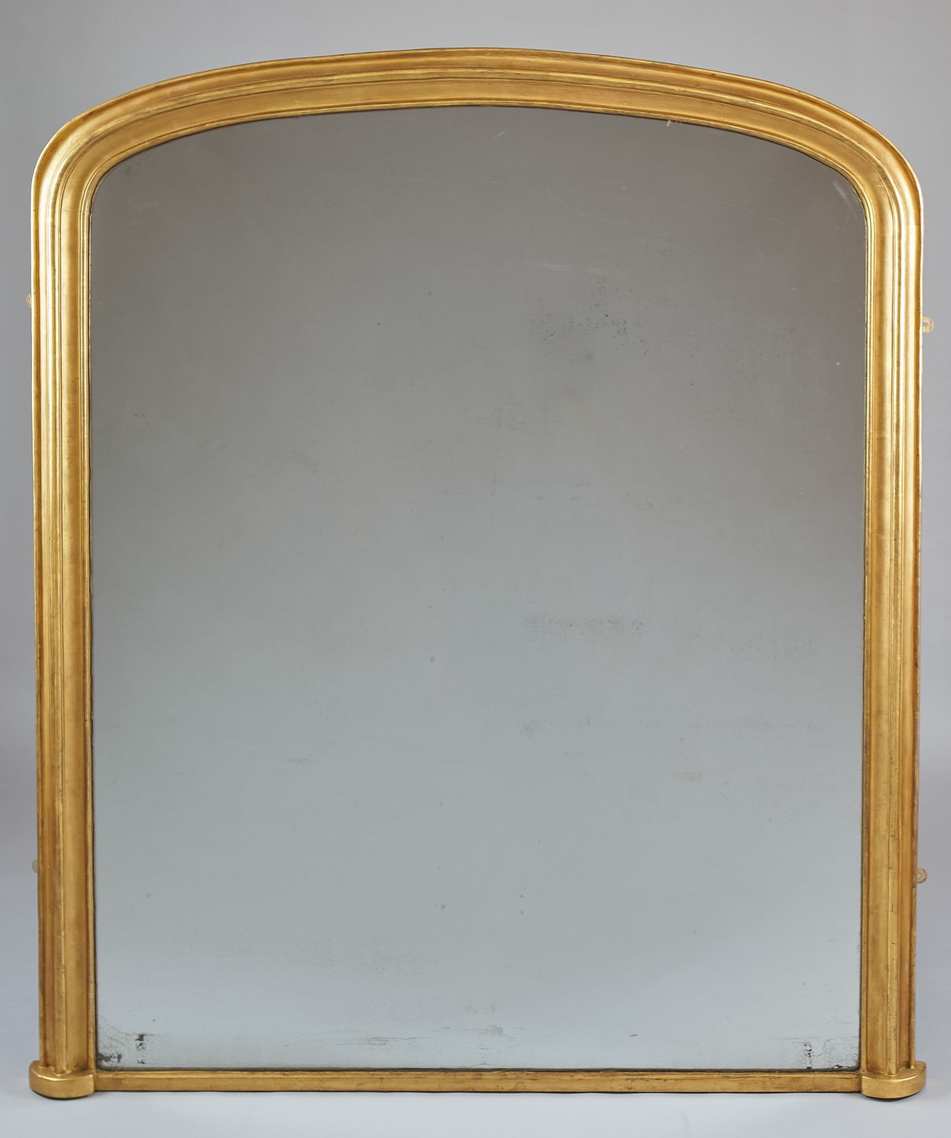 Large 19th Century English Victorian Gilt Archtop Overmantle Mirror