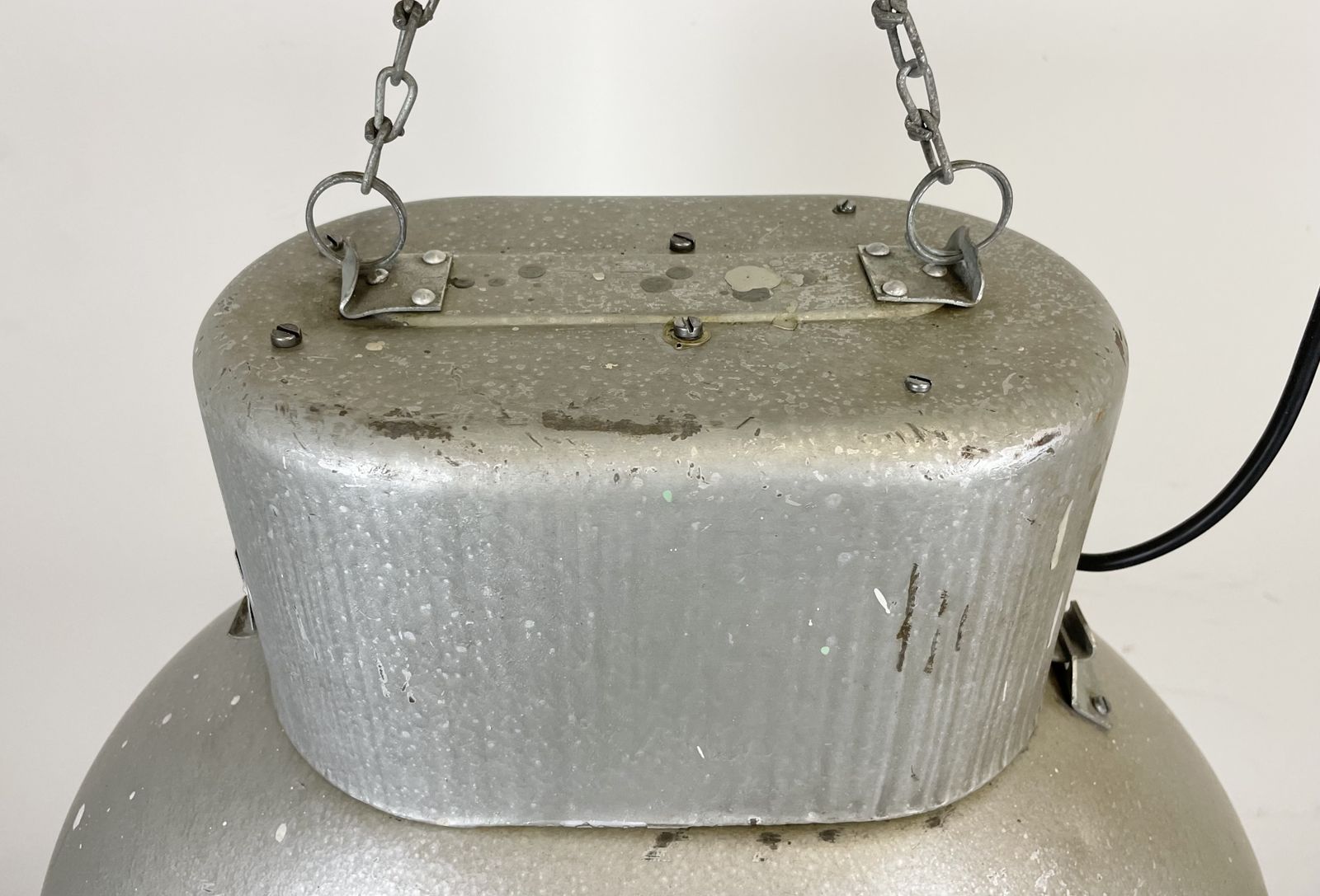photo for sale Large Oval Industrial Polish Factory Pendant Lamp From Mesko, 1970s