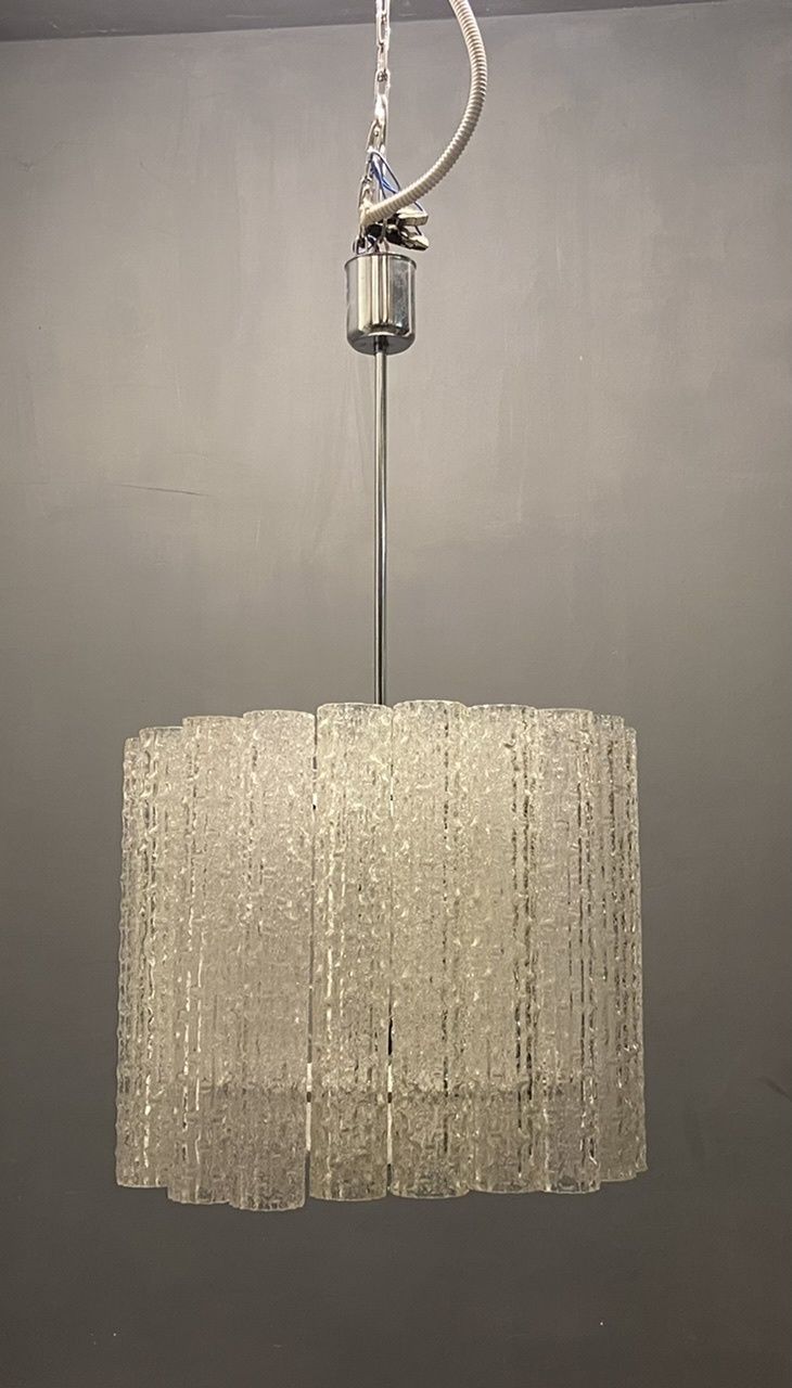 photo for sale Large Italian Midcentury Murano Glass Tube Chandelier By Toni Zuccheri