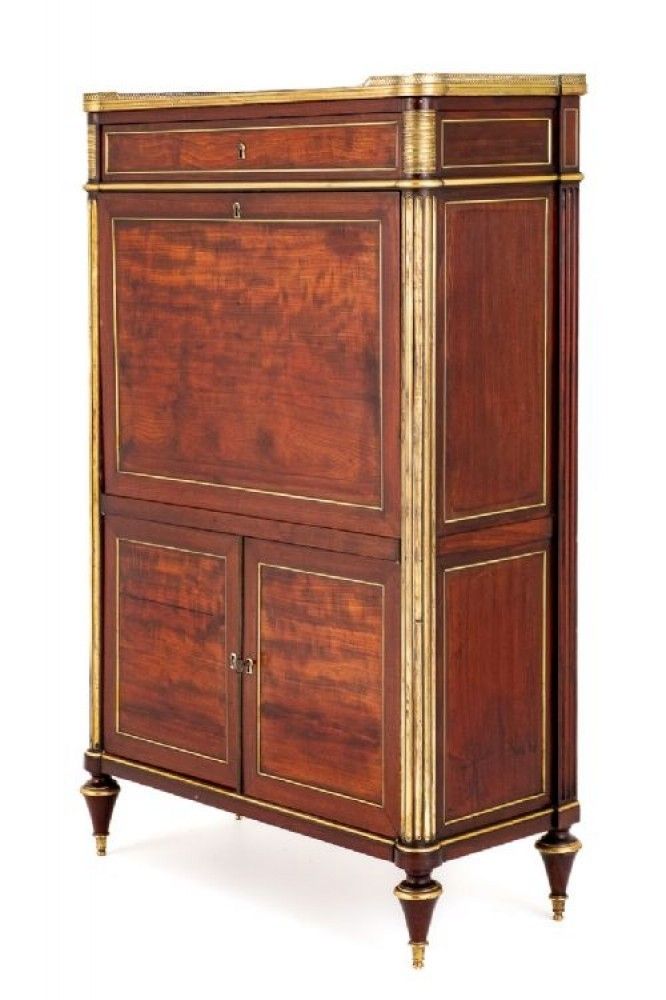 French Escritoire Desk Mahogany Antique Chest photo for sale