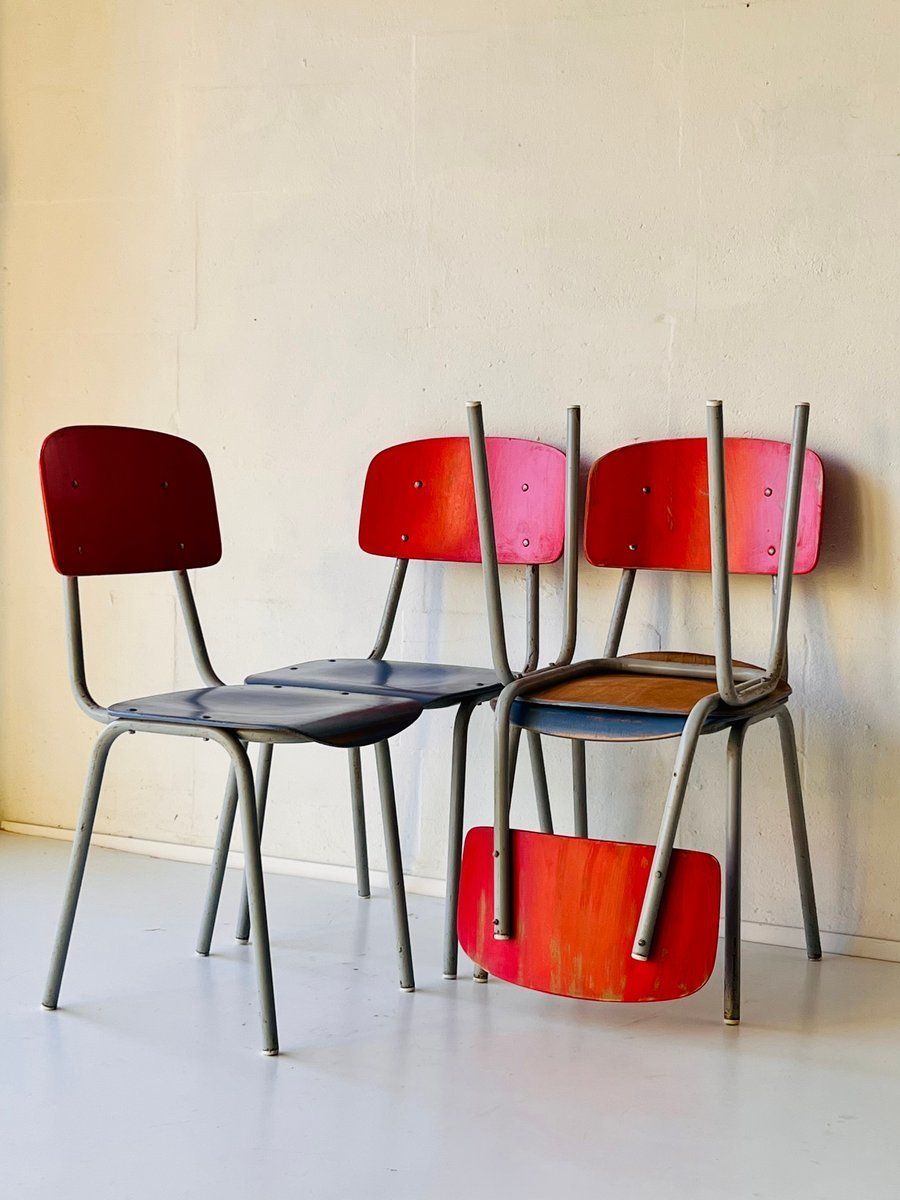 Vintage School Chairs, 1970s, Set Of 4 photo furniture