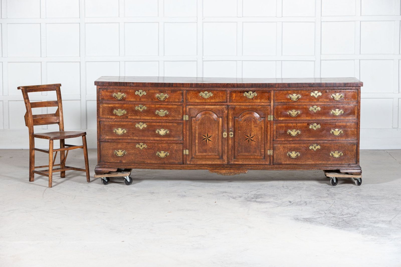 Large English 18thc George I Oak Dresser Base photo Furniture