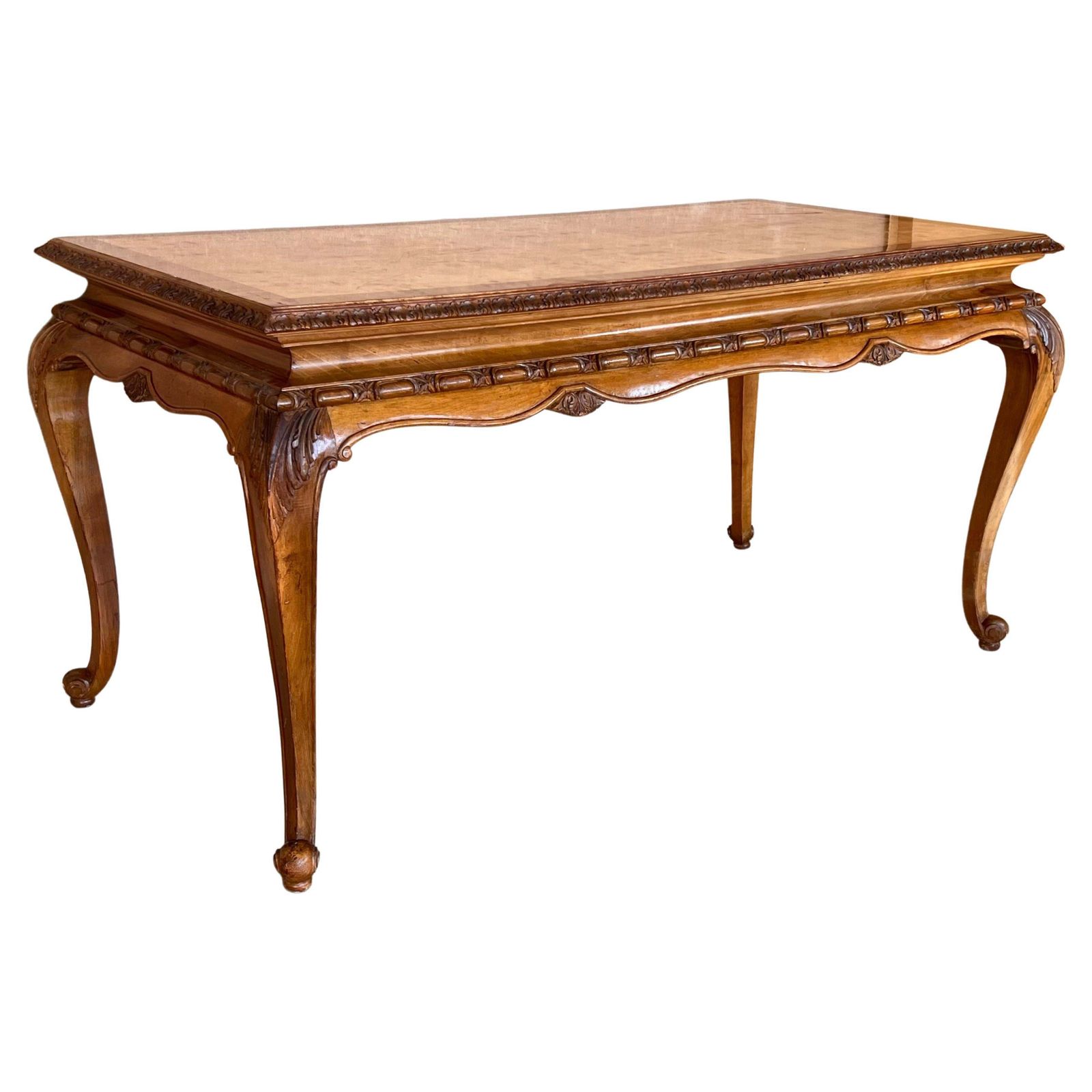 20th Root Oak Dining Room Table With Carved Edges