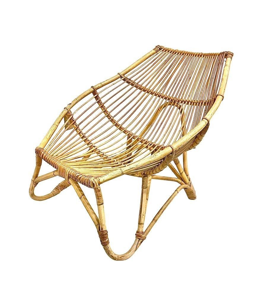 A 1970s Italian Riviera Bamboo Lounge Chair In The Style Of Franco Albini