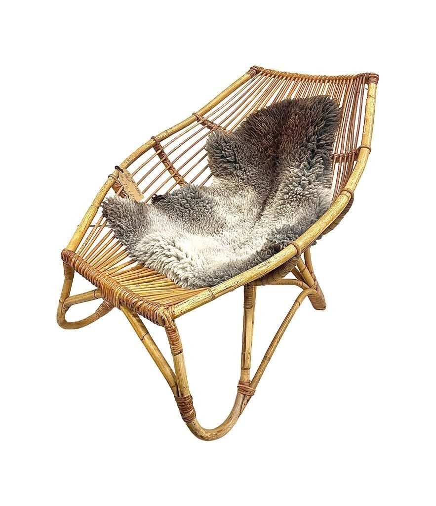 A 1970s Italian Riviera Bamboo Lounge Chair In The Style Of Franco Albini photo furniture