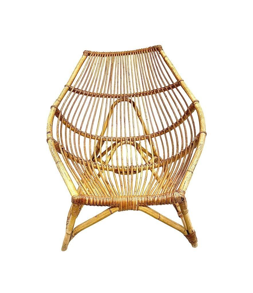 A 1970s Italian Riviera Bamboo Lounge Chair In The Style Of Franco Albini photo Furniture