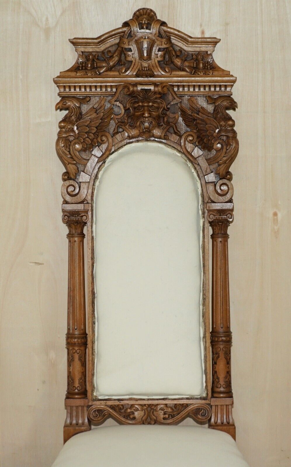 Pair Of Ornate Carved Antique Italian Throne Chairs With Griffins / Dragons photo Furniture
