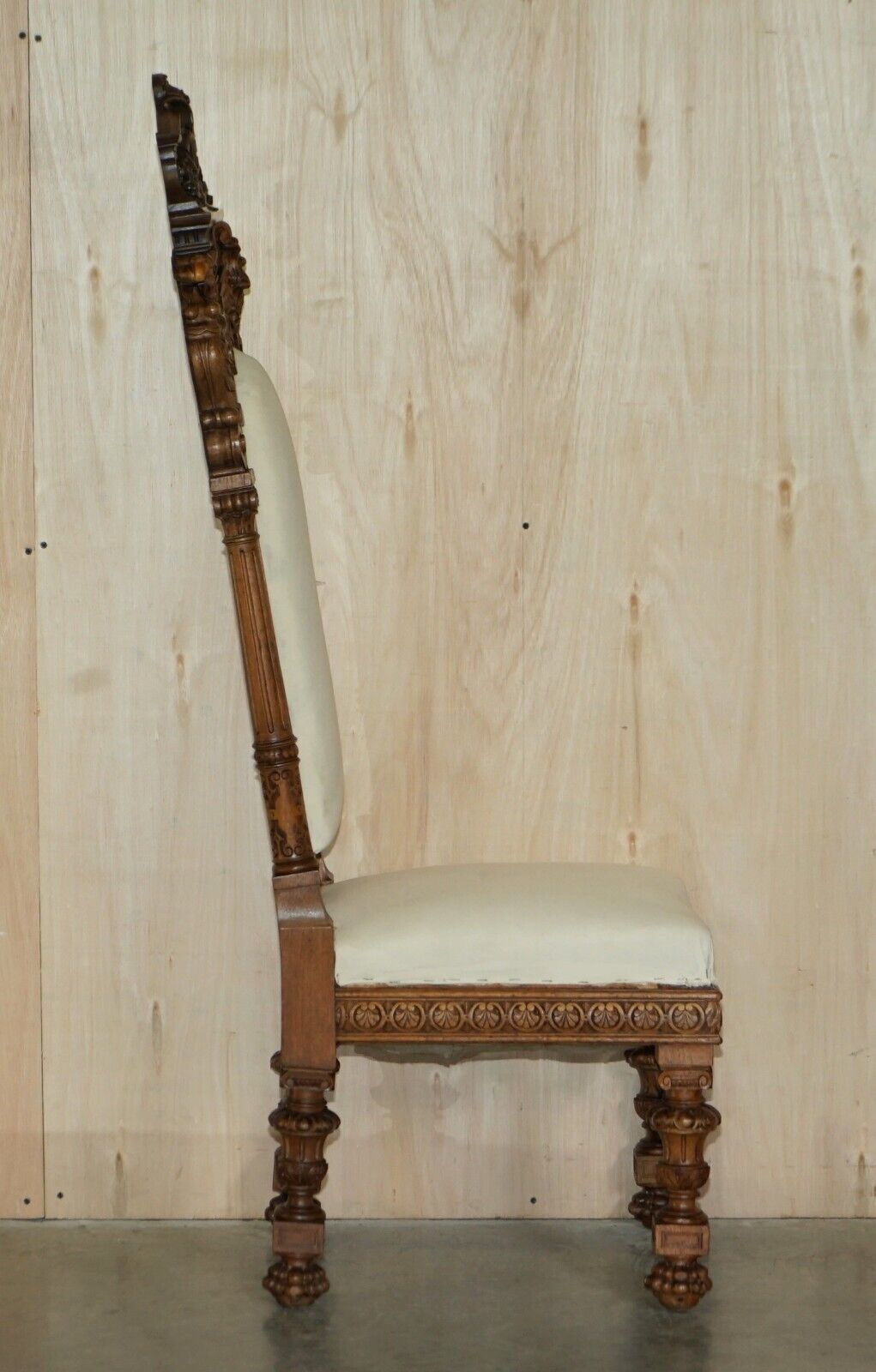 Furniture Pair Of Ornate Carved Antique Italian Throne Chairs With Griffins / Dragons photo