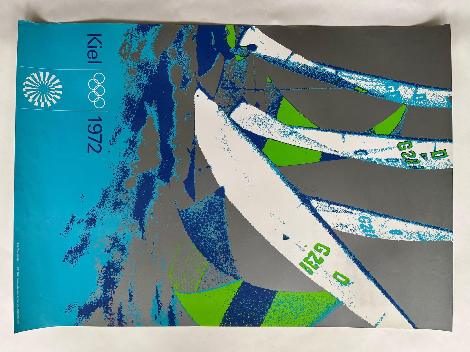 Otl Aicher Olympic Games Munich 1972, Sailing Yachting, Original Poster photo vinterior