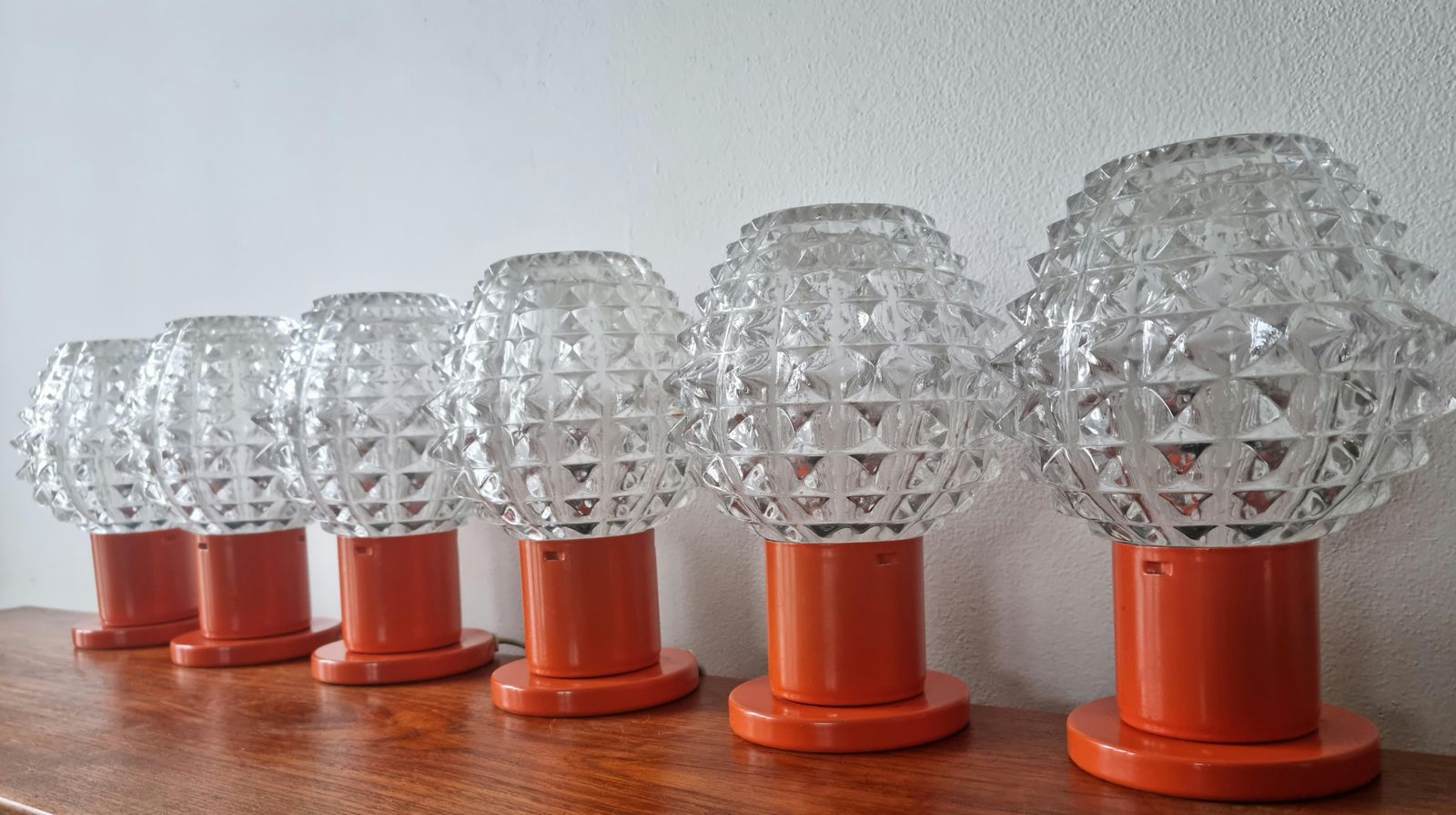 Set Of Six Table Midcentury Table Lamps, Kamenicky Senov, 1970s