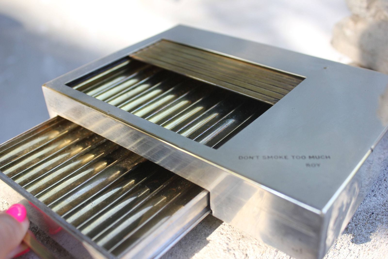Rare Music Cigarette Box Case Holder Brass Nickel Collect Cigarette Smokers Gift Smoking Room photo for sale