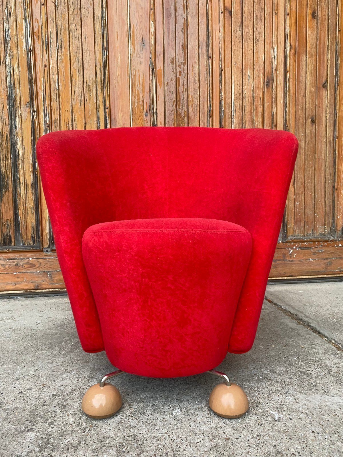Mid Century Red Armchair With Special Legs, 1950s