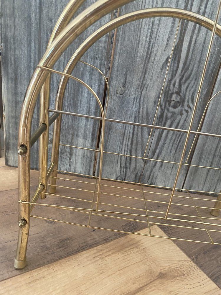 Mid Century Brass Magazine Rack photo furniture