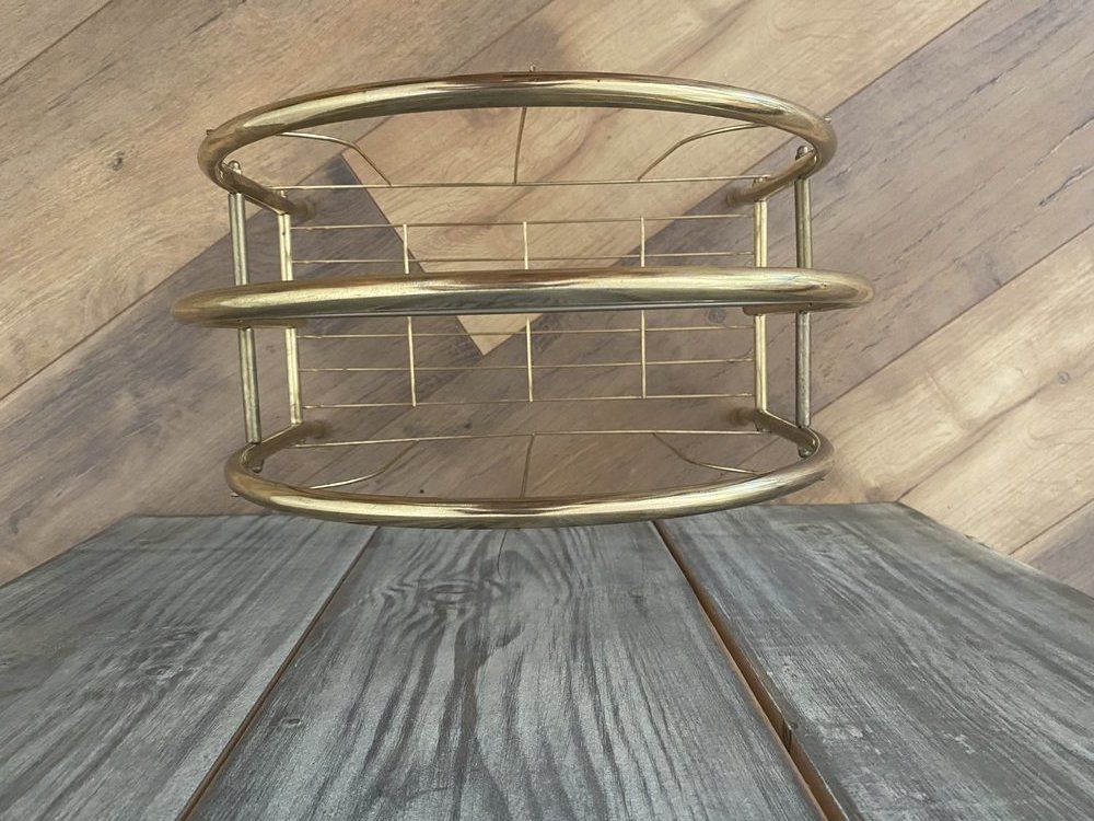 Mid Century Brass Magazine Rack photo for sale