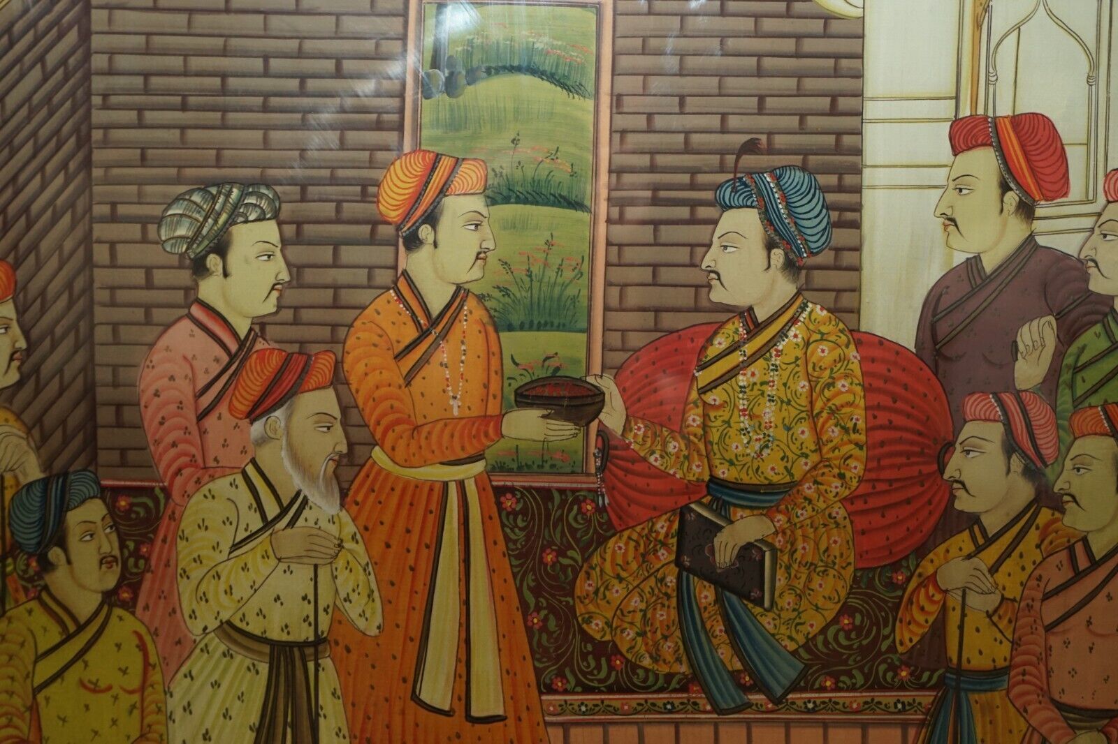 photo for sale Pair Of Collectable Antique Persian Hand Painted Oriental Scenes On Silk Framed