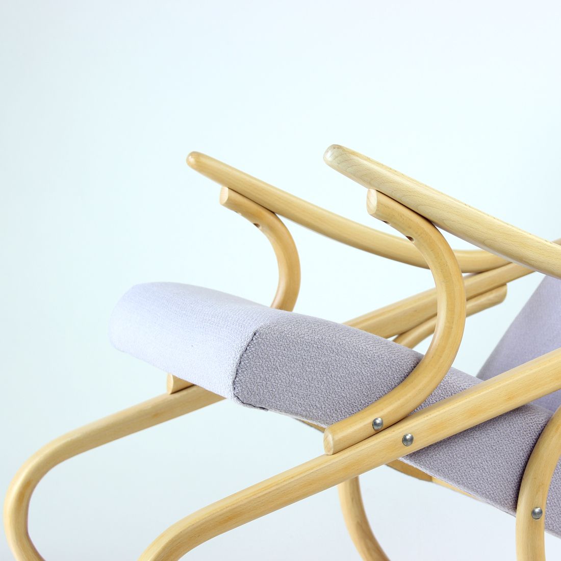 Mid Century Bentwood Rocking Armchair In Blond Oak By Ton, Czechoslovakia 1960s photo vintage