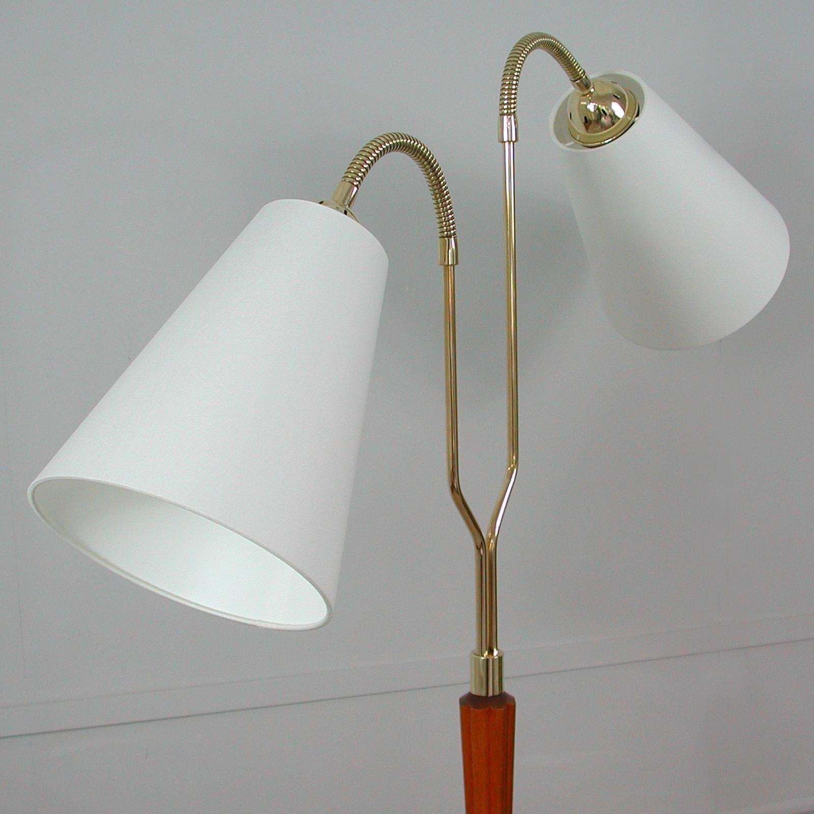 Lighting Swedish 1940s Teak & Brass Organic Modernist Floor Lamp photo
