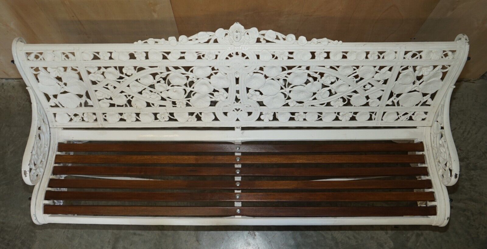 Restored Antique Victorian 1870 Coalbrookdale Nasturtium Pattern Garden Bench photo vinterior