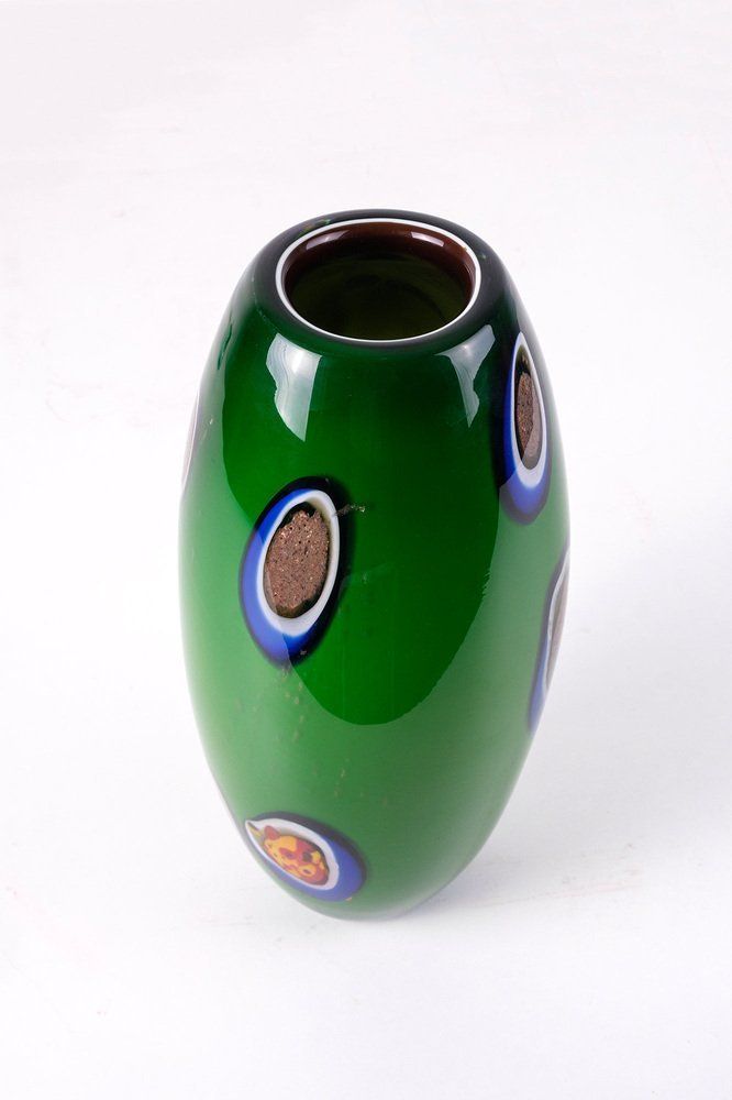 Murano Glass Vase With Murrine And Avventurine By Paolo Crepax For Belvetro Murano photo furniture