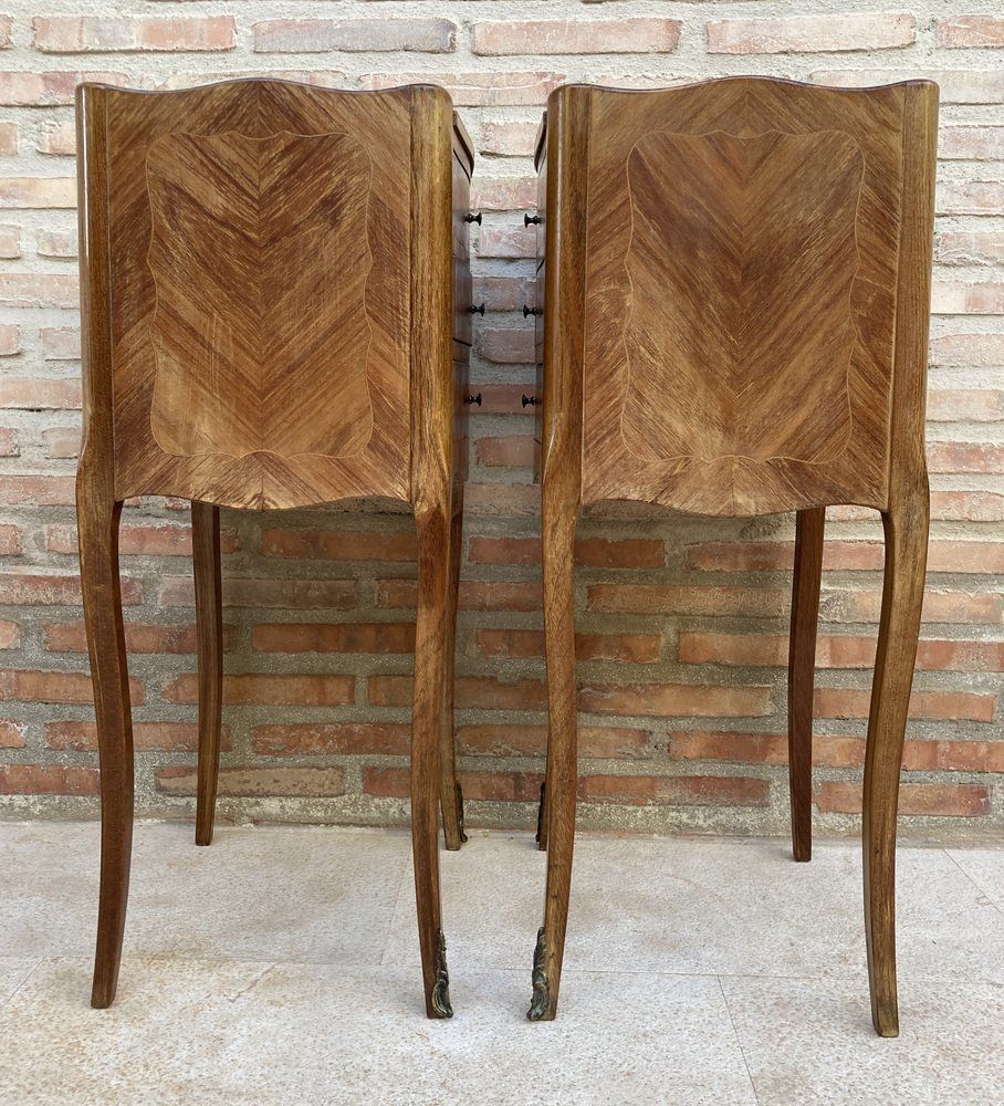 French Nightstands In Walnut With Three Drawers, 1940s, Set Of 2 photo buy