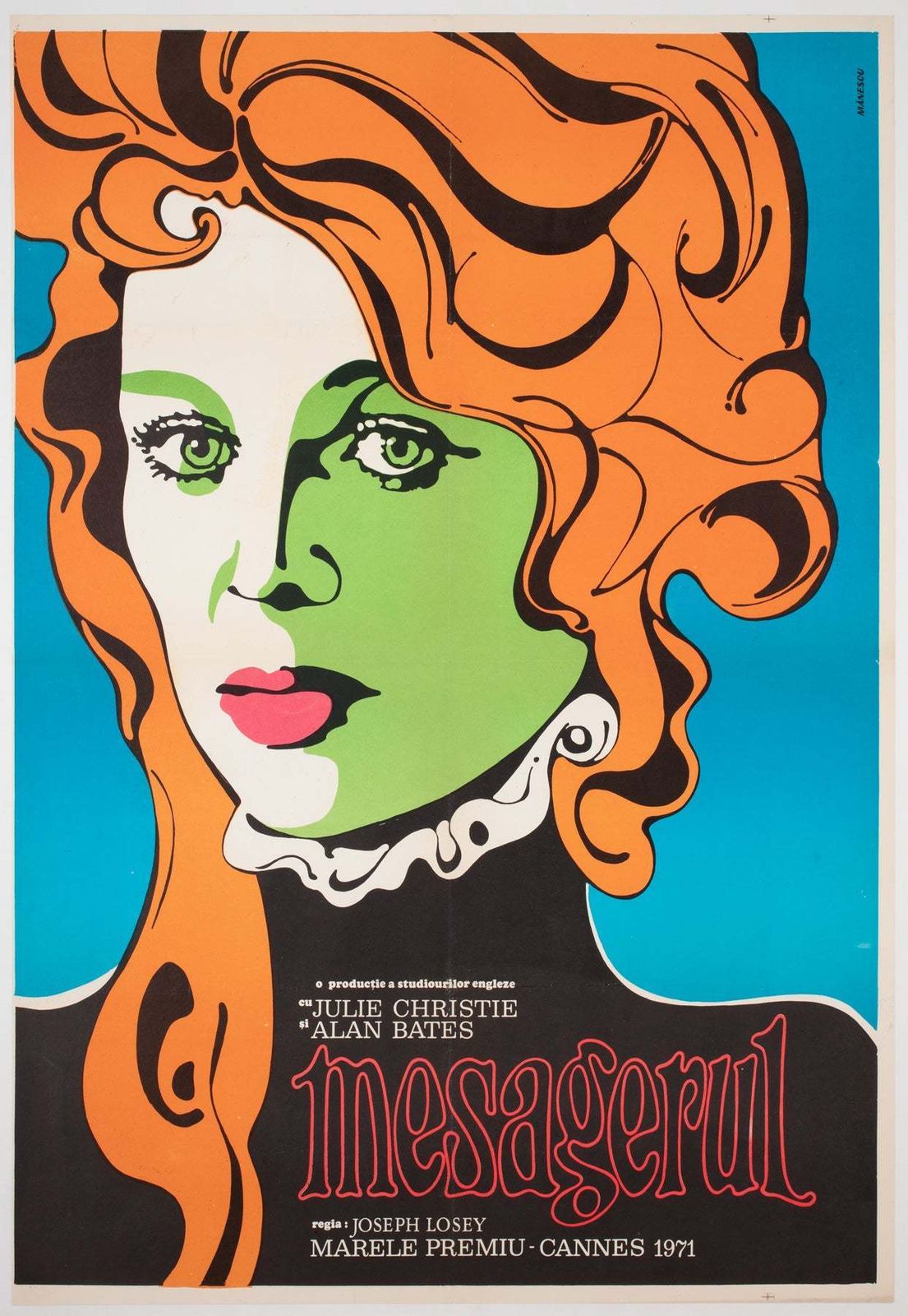 The Go Between 1971 Romanian Film Poster, Manescu