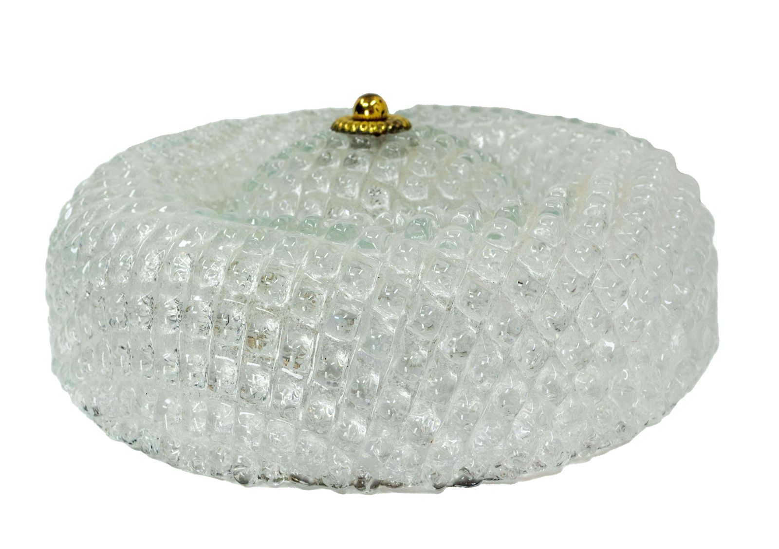 Plafonnier français en verre et laiton, vers 1960 photo Luminaires