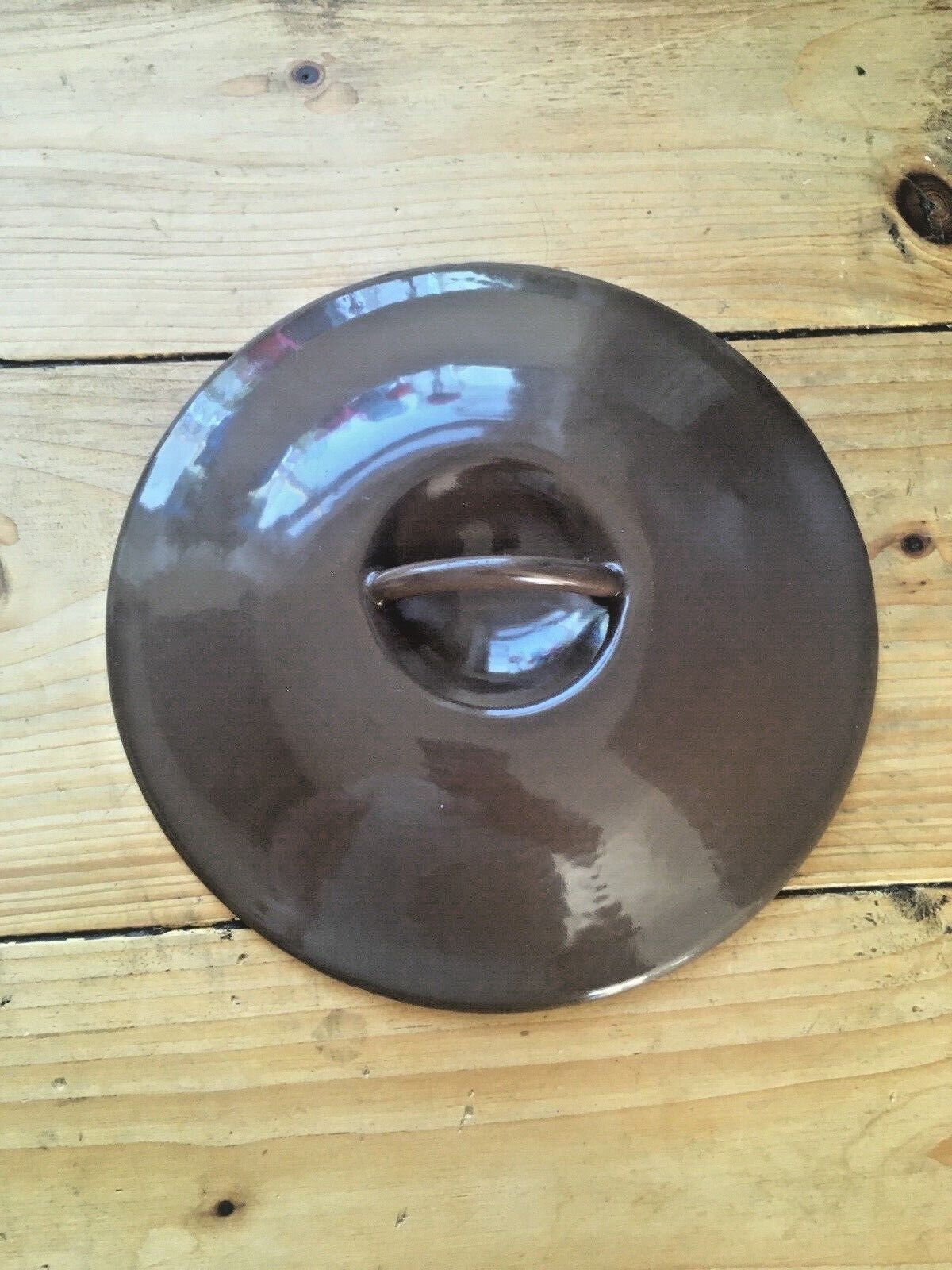 photo for sale Cousances France Brown Enamel Cast Iron Lidded Casserole Dish Size 24 Le Creuset