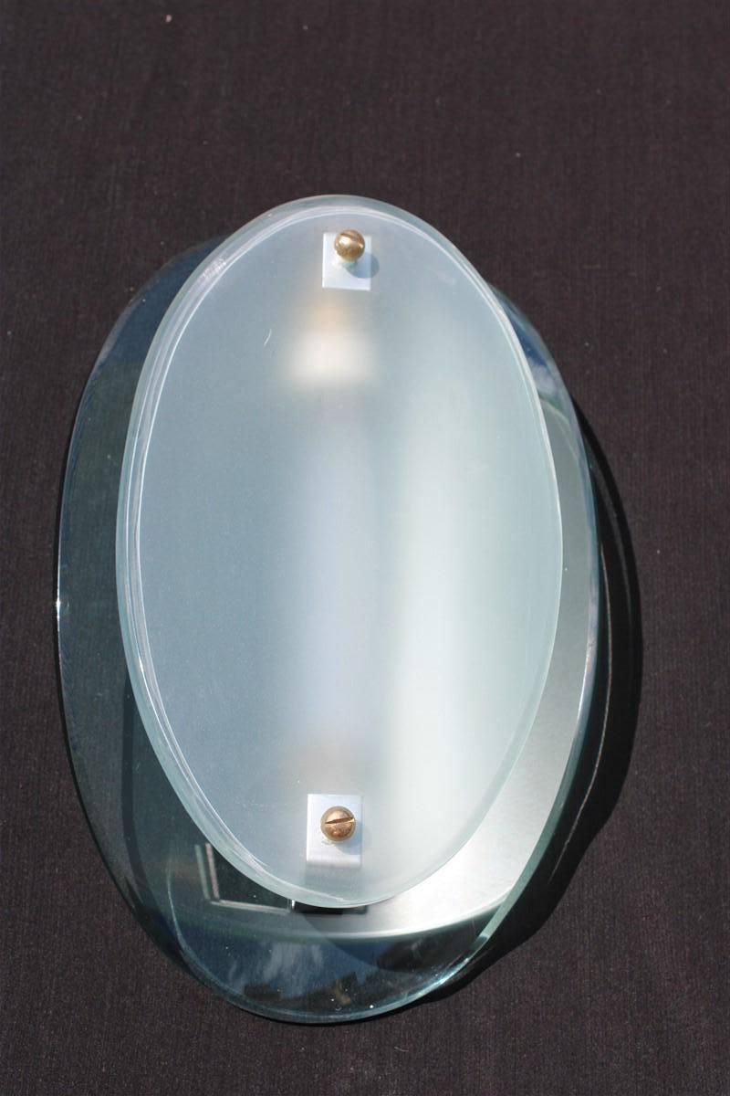 Mid Century Fontana Arte Style Concave Green Nile Crystal Wall Lamp photo furniture