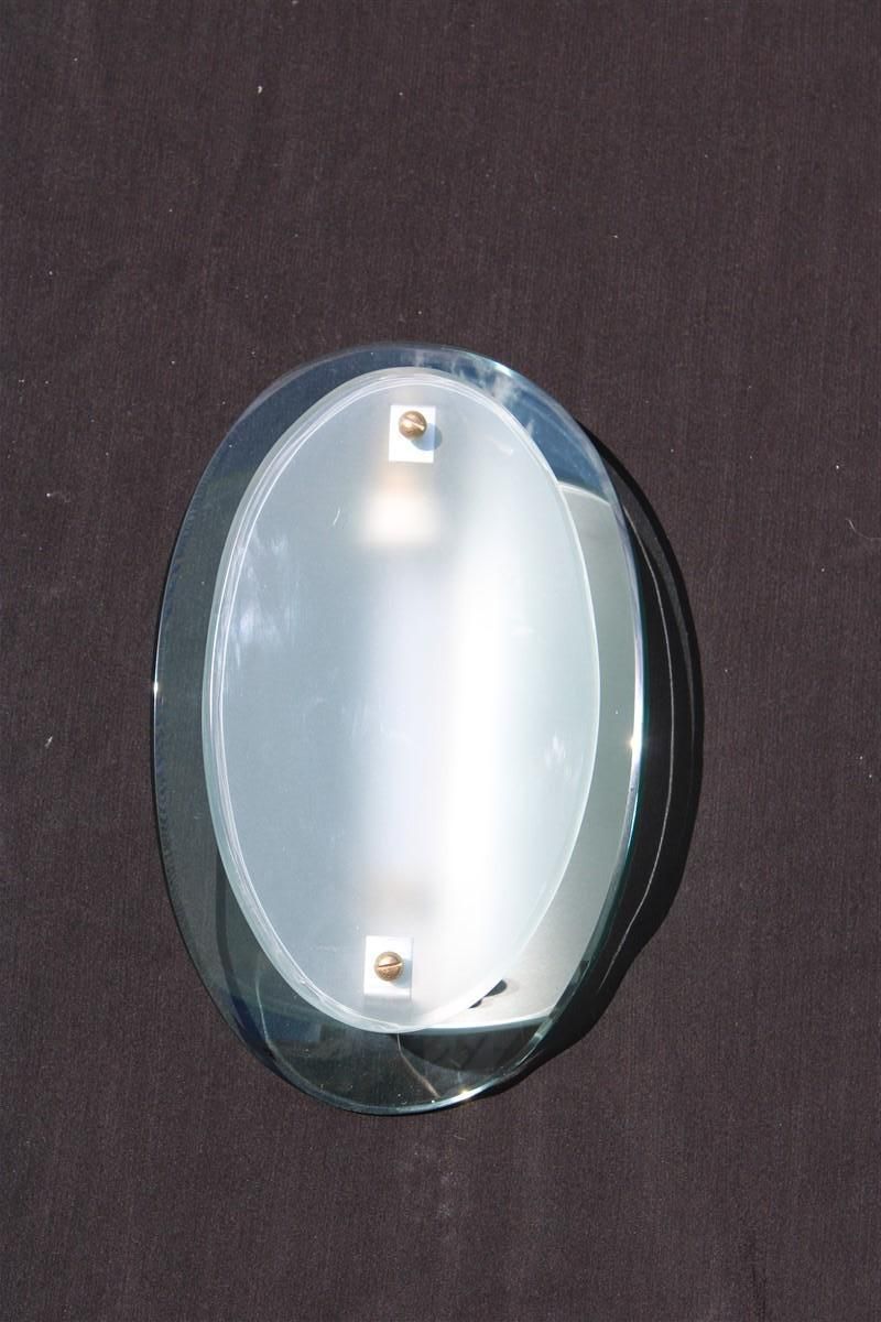 Mid Century Fontana Arte Style Concave Green Nile Crystal Wall Lamp photo for sale