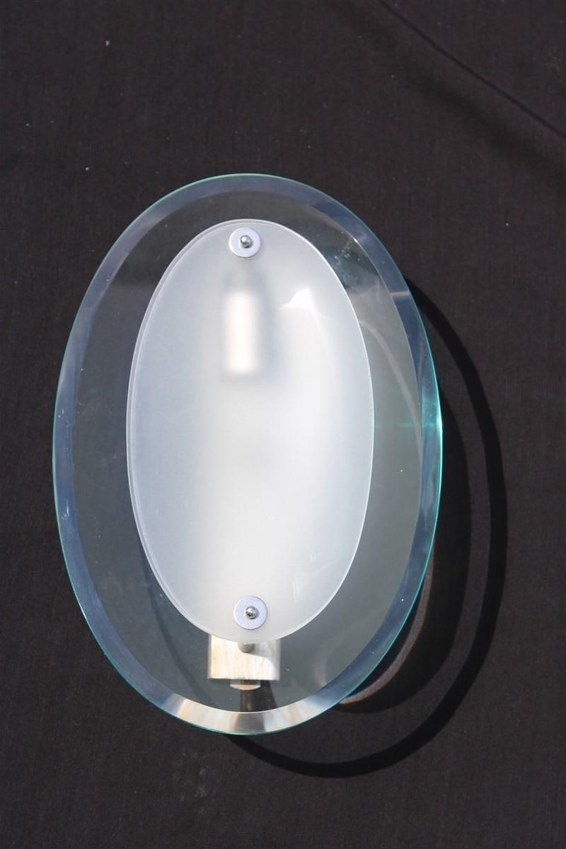 Italian Mid Century Concave Glass Wall Lamp 1950s Fontana Arte Style photo furniture
