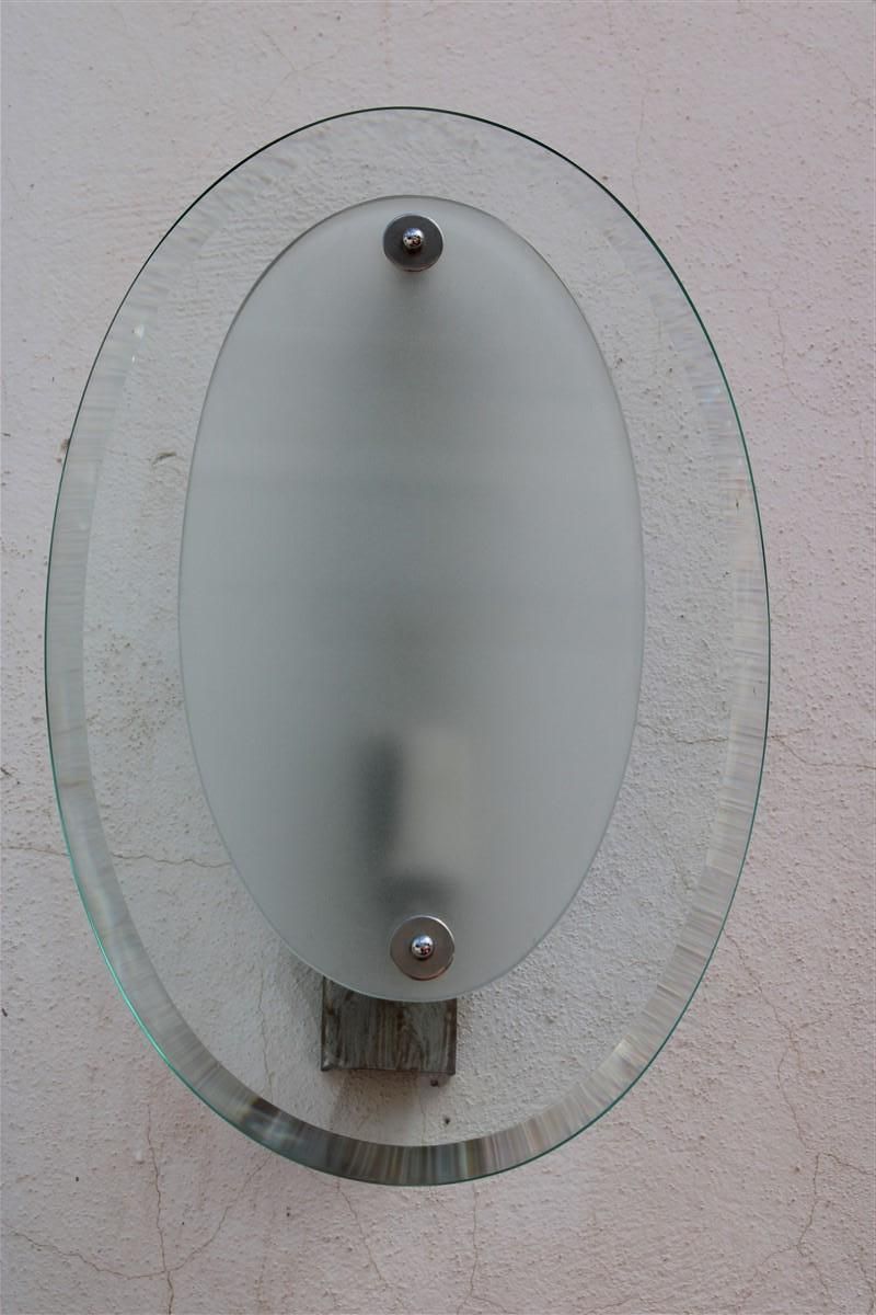 Italian Mid Century Concave Glass Wall Lamp 1950s Fontana Arte Style photo vinterior