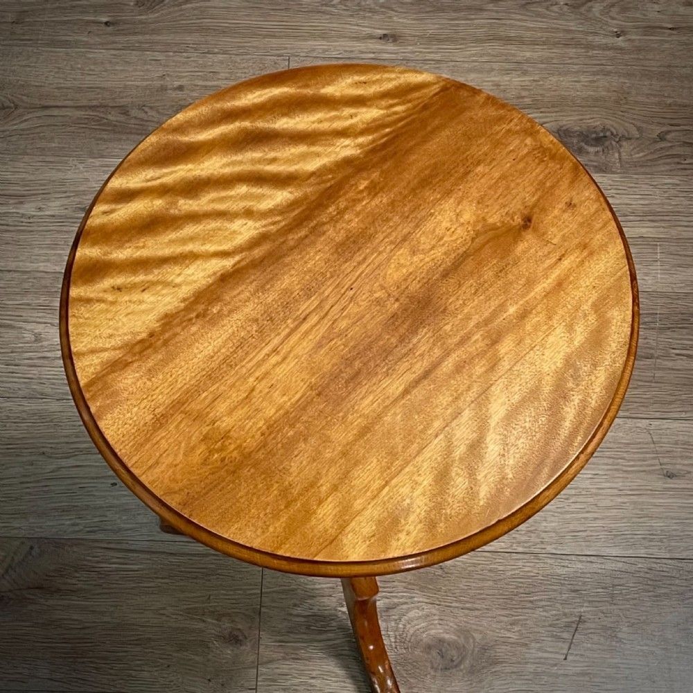 Attractive Antique Victorian Small Satin Birch Pedestal Circular Occasional Table photo furniture