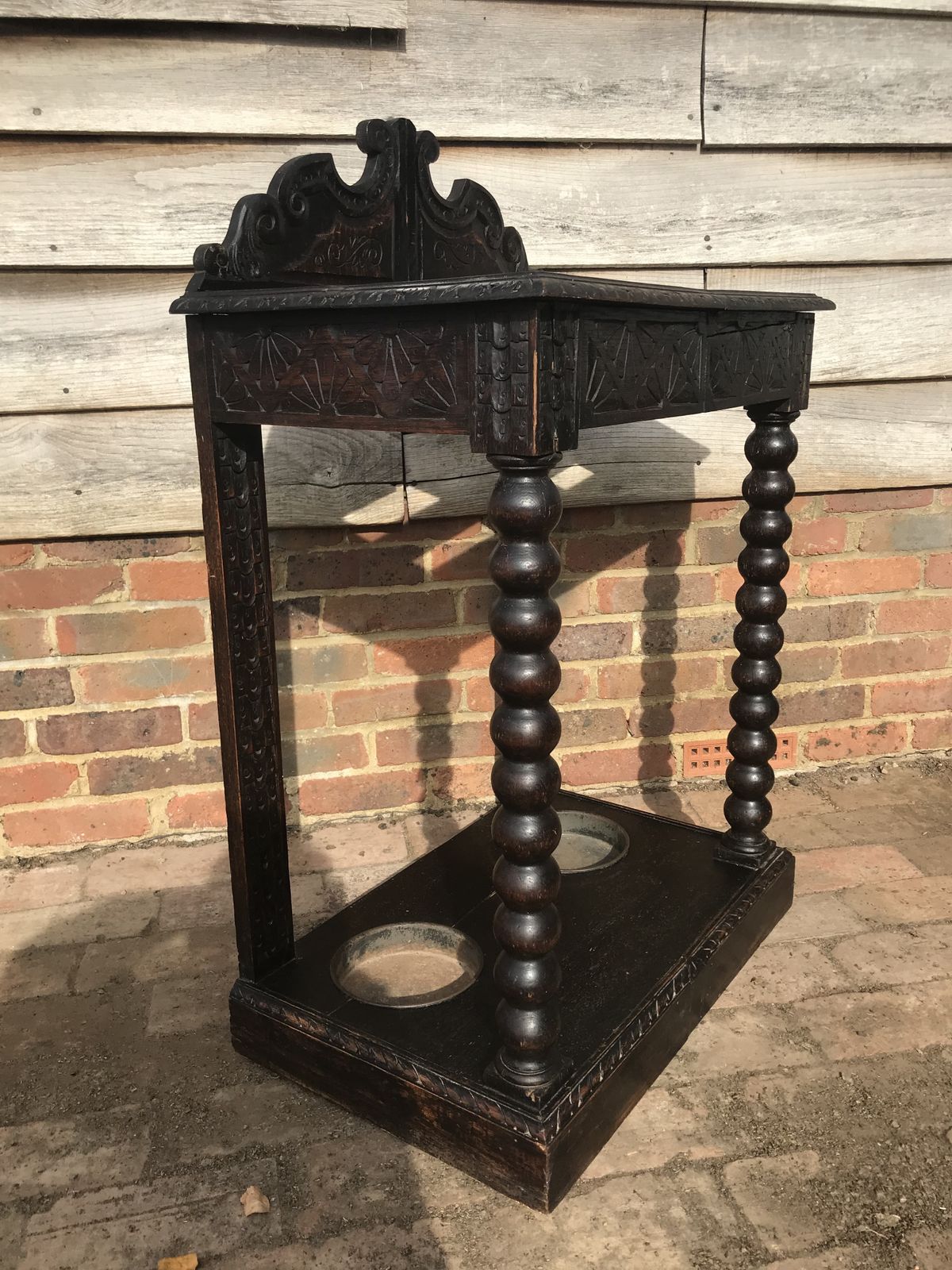 Victorian Carved Wooden Walking Stick / Umbrella Hallway Stand . photo vinterior