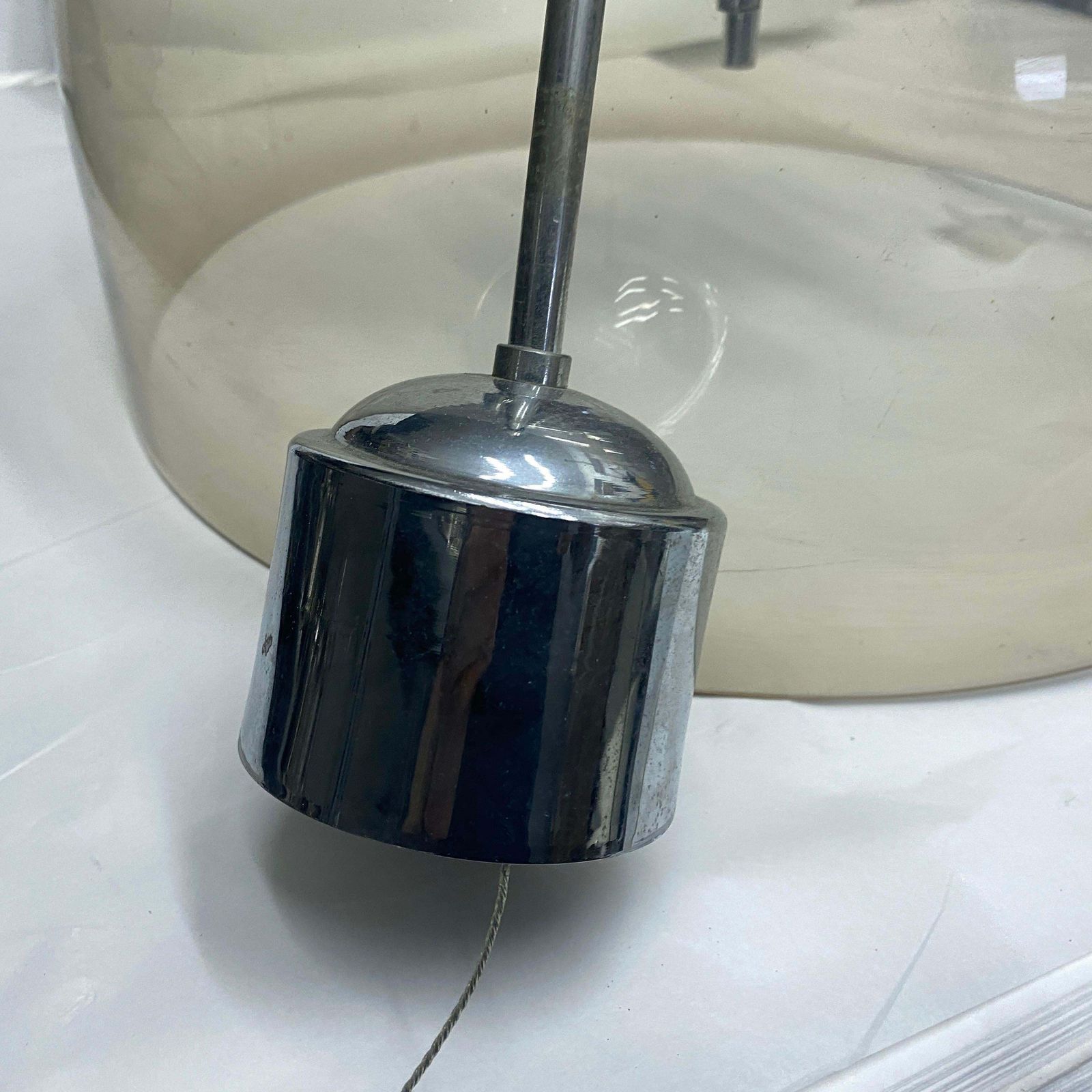 1970s Space Age Gray Plexiglass And Chromed Metal Italian Pendant photo Lighting