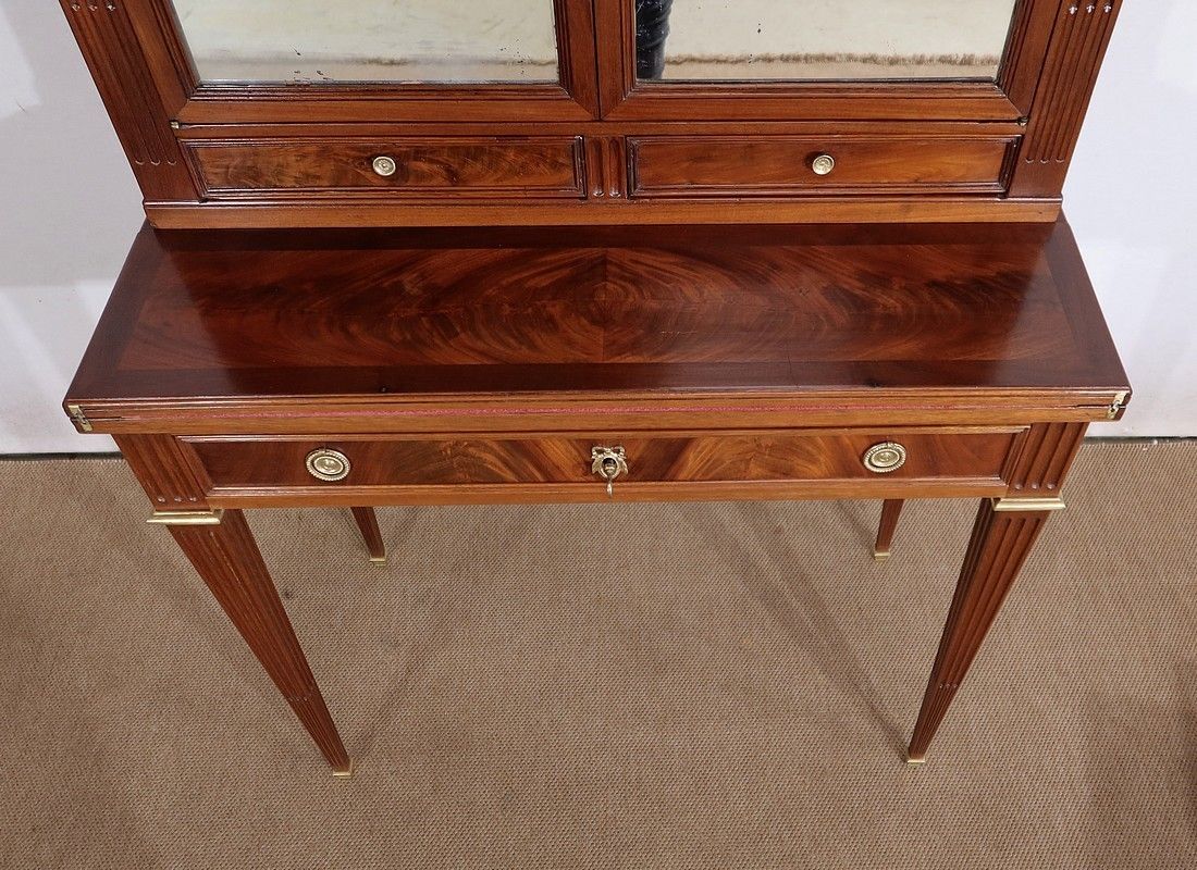 Furniture Small Mahogany Bonheur Du Jour, Louis XVI Style, Mid 19th Century photo