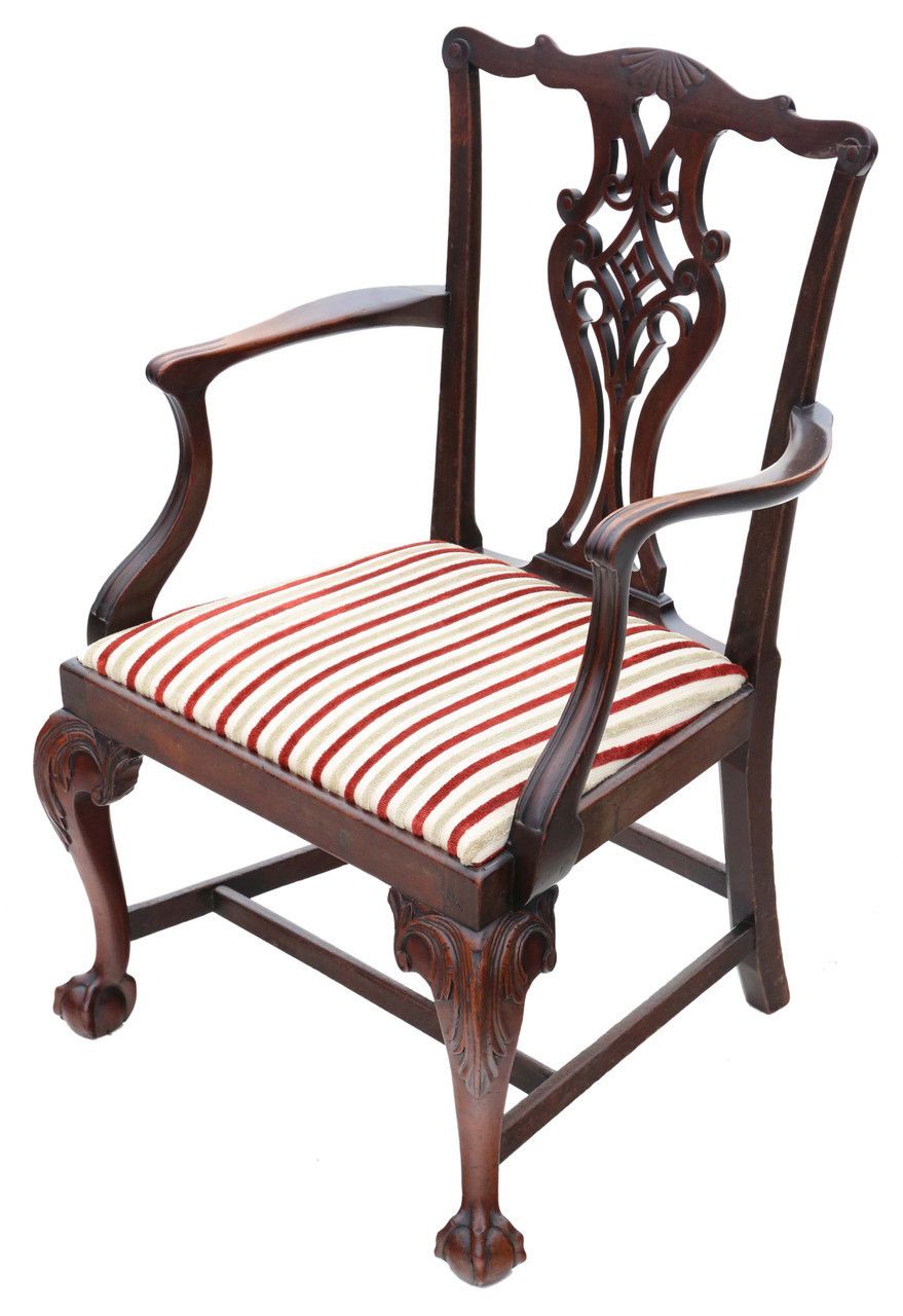 Antique Fine Quality Georgian Mahogany Elbow, Carver Or Desk Chair 18th Century