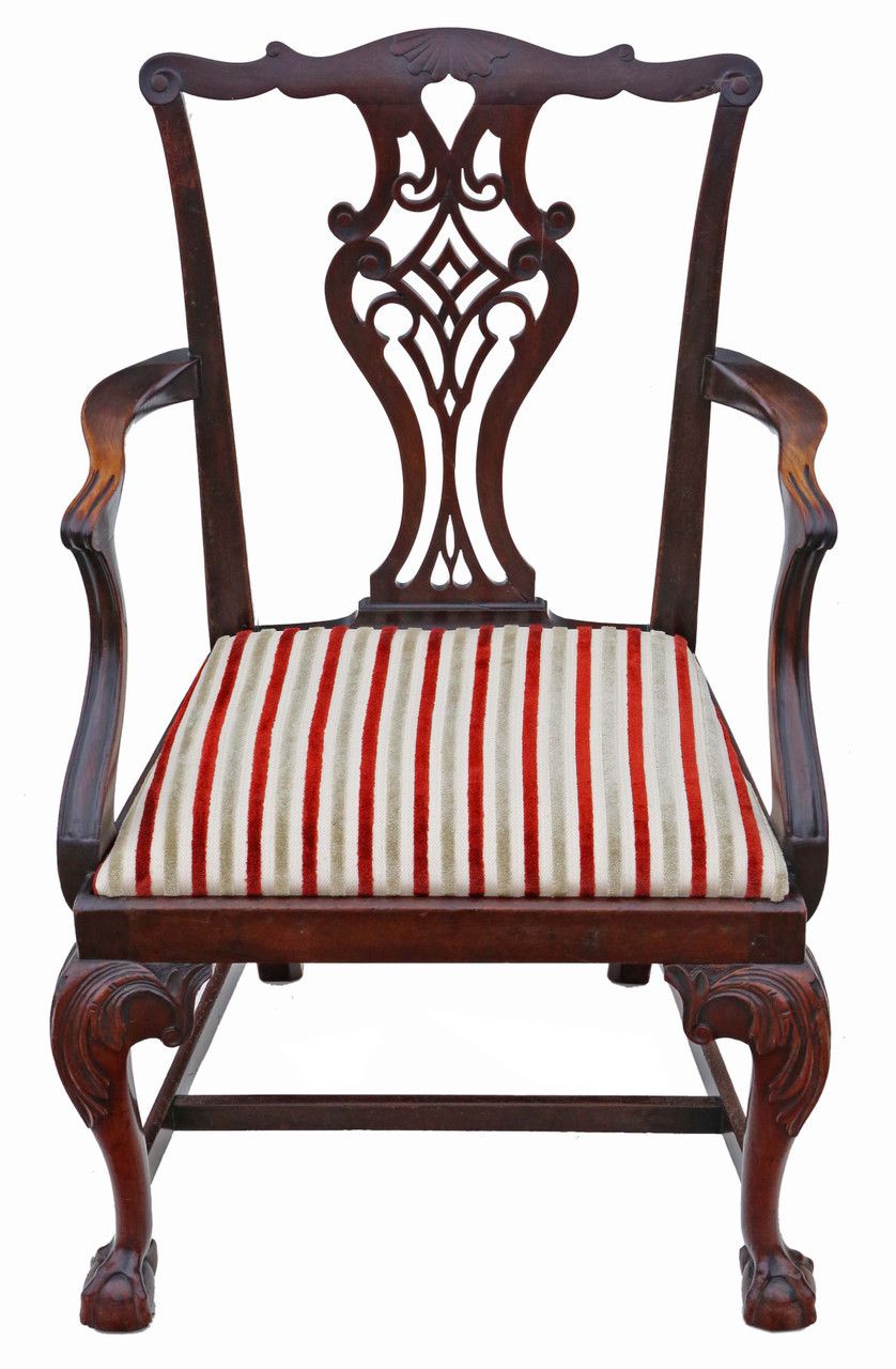 Antique Fine Quality Georgian Mahogany Elbow, Carver Or Desk Chair 18th Century photo furniture