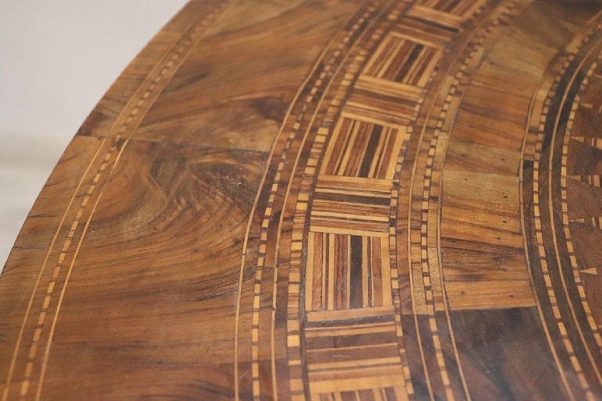 Antique Walnut Inlay Center Table, 1850s photo Furniture