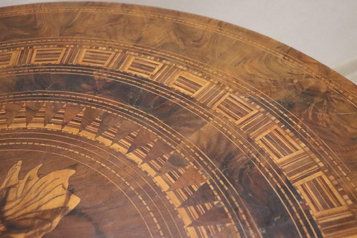 Antique Walnut Inlay Center Table, 1850s photo 3348.0
