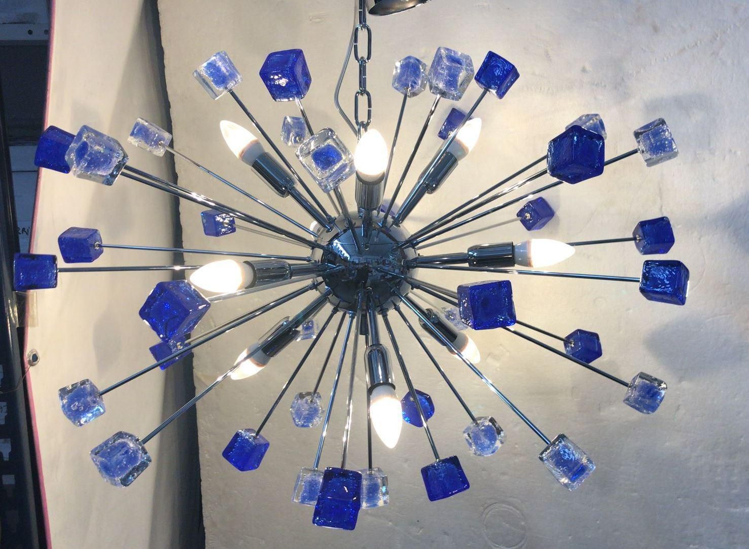 Chandelier Murano Glass Sputnik Blue Italian Handmade   Impressive photo furniture