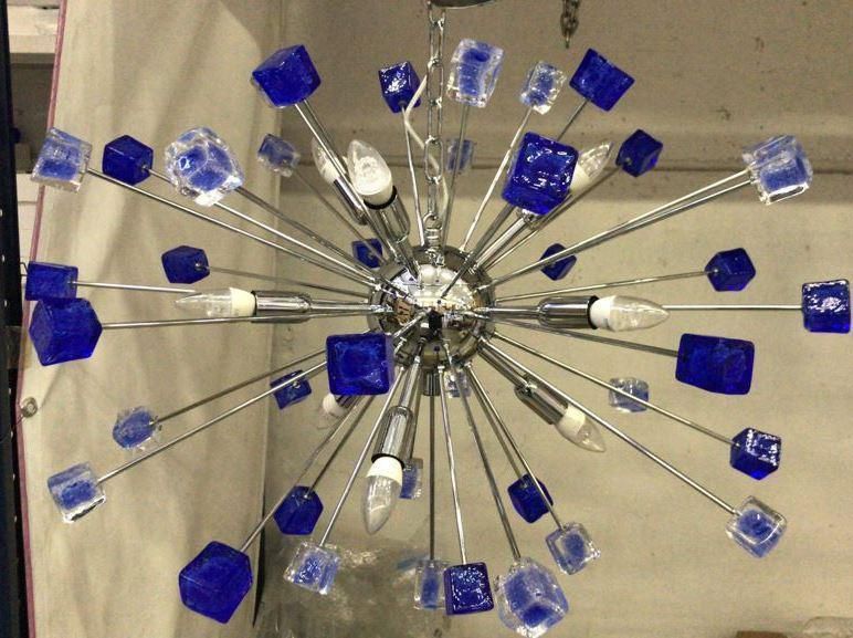 Chandelier Murano Glass Sputnik Blue Italian Handmade   Impressive photo vinterior