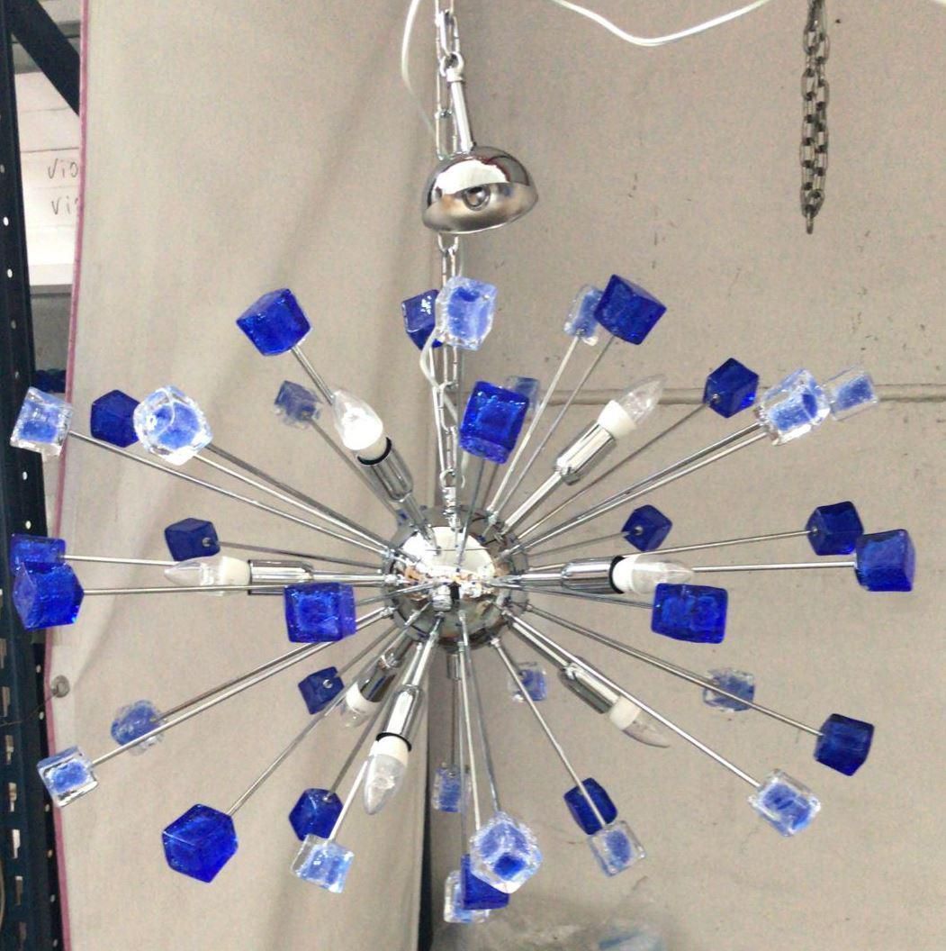 photo furniture Chandelier Murano Glass Sputnik Blue Italian Handmade   Impressive