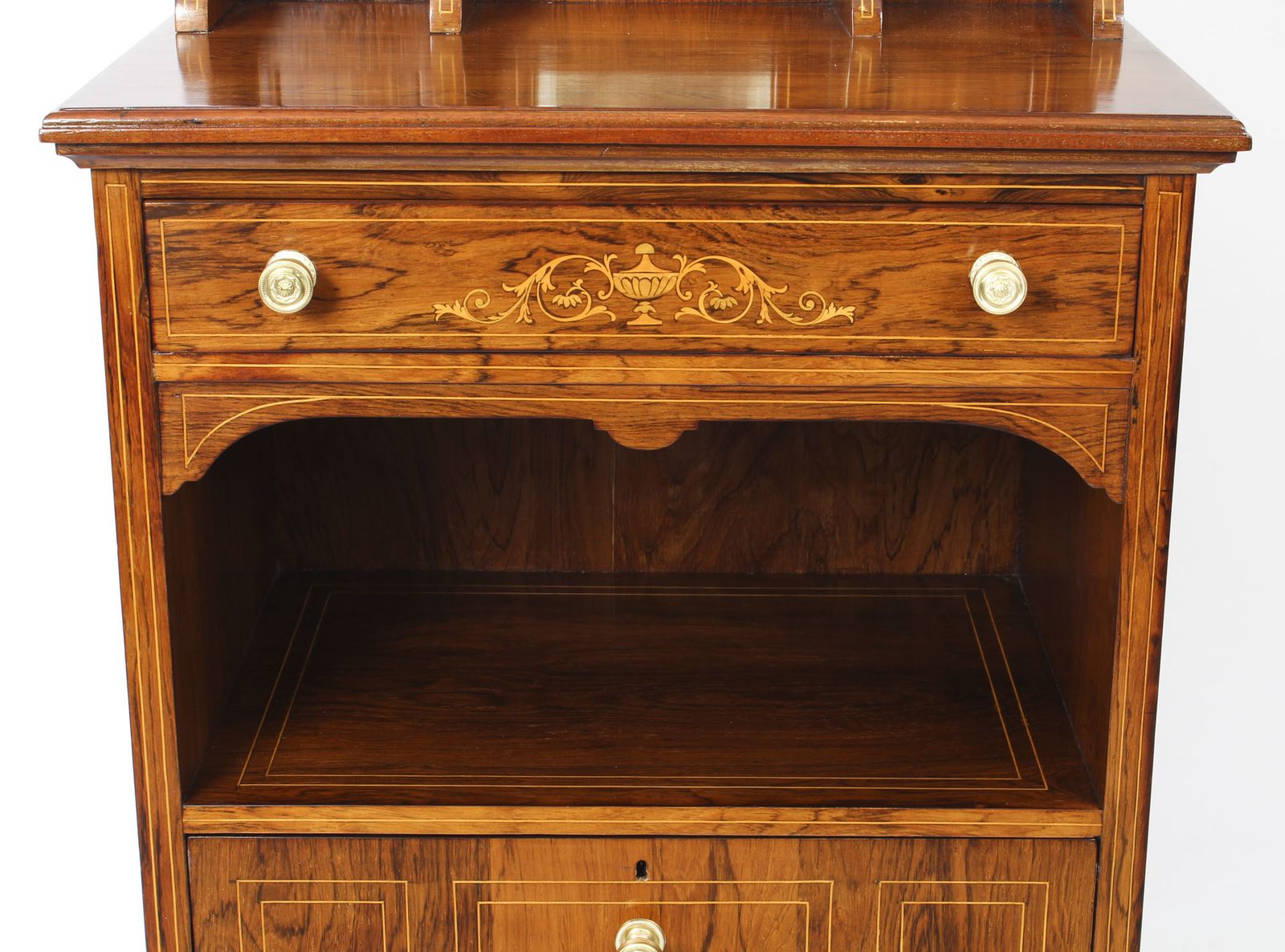 Edwardian Gonçalo Alves Marquetry Inlaid Music Cabinet 19th Century photo buy