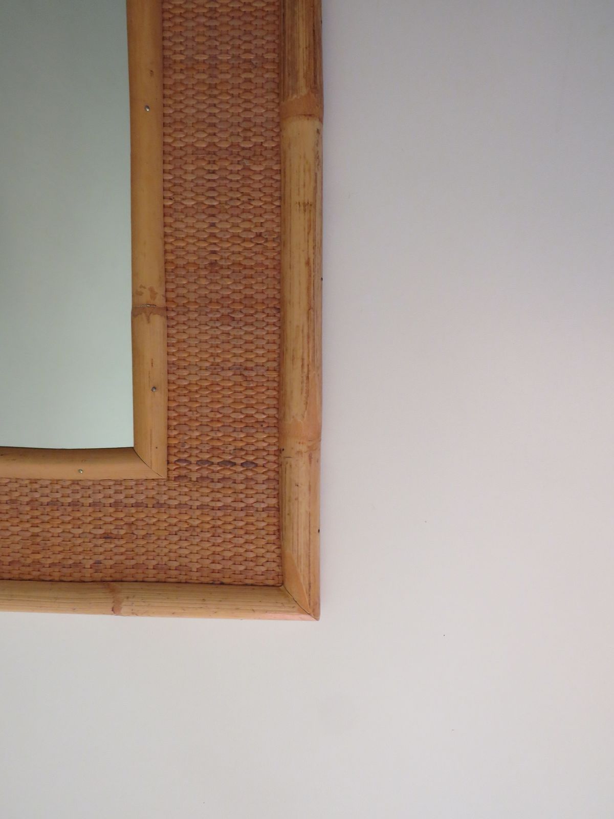 Large Mid Century Vera Dal Italian Wall Mirror In Bamboo And Cane. photo Home Decor