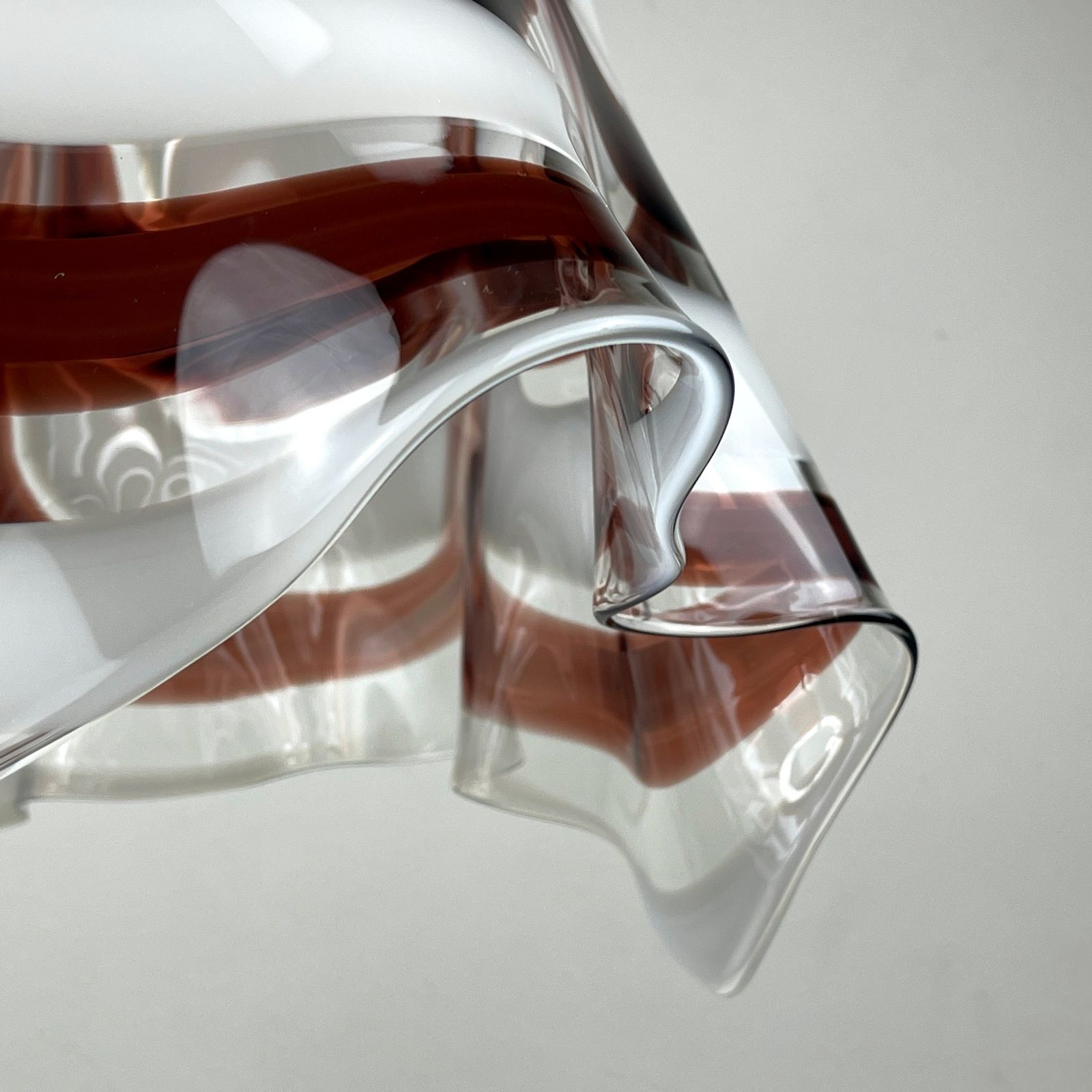 photo for sale Original Murano Glass Brown Pendant Lamp Fazzoletto By Av Mazzega Italy 1970s