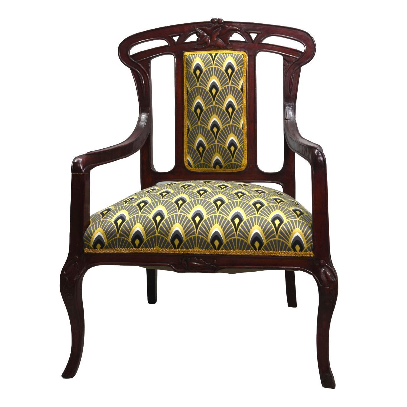 Series Of 3 Art Nouveau Mahogany Seats 1900 photo furniture
