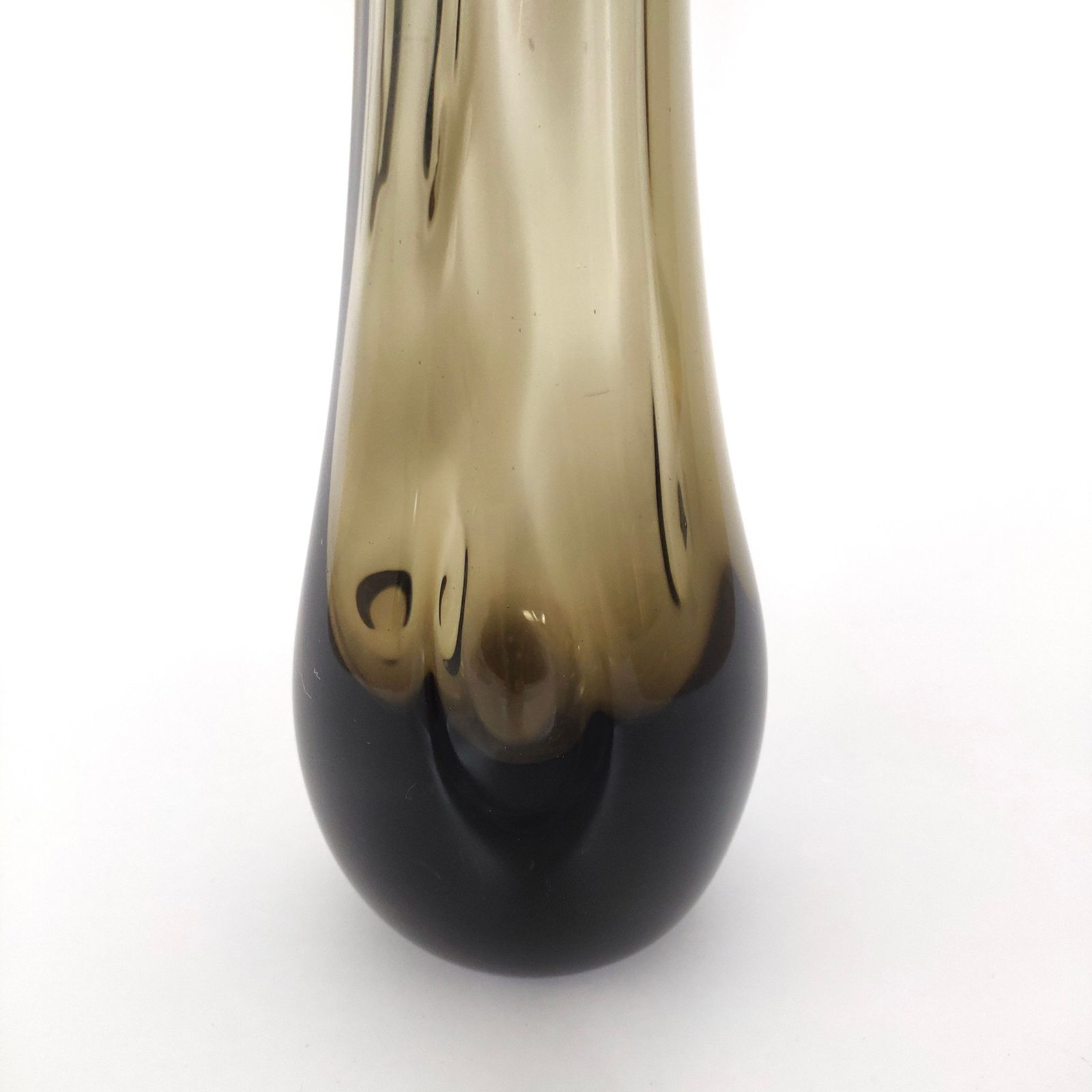 Pair Of Italian Vintage Smoked Glass Vases, Mid Century Murano Handmade Tall Glass Vases photo vintage