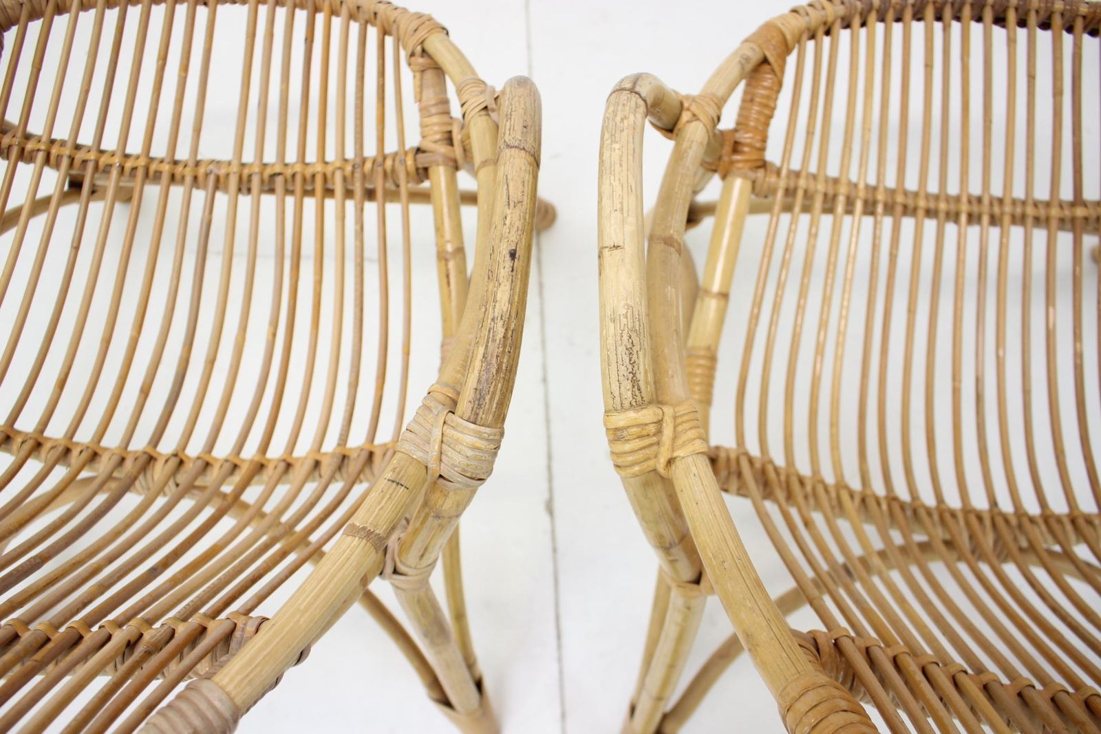Furniture 1960s Pair Of Alan Fuchs Rattan Lounge Chairs, Czechoslovakia photo